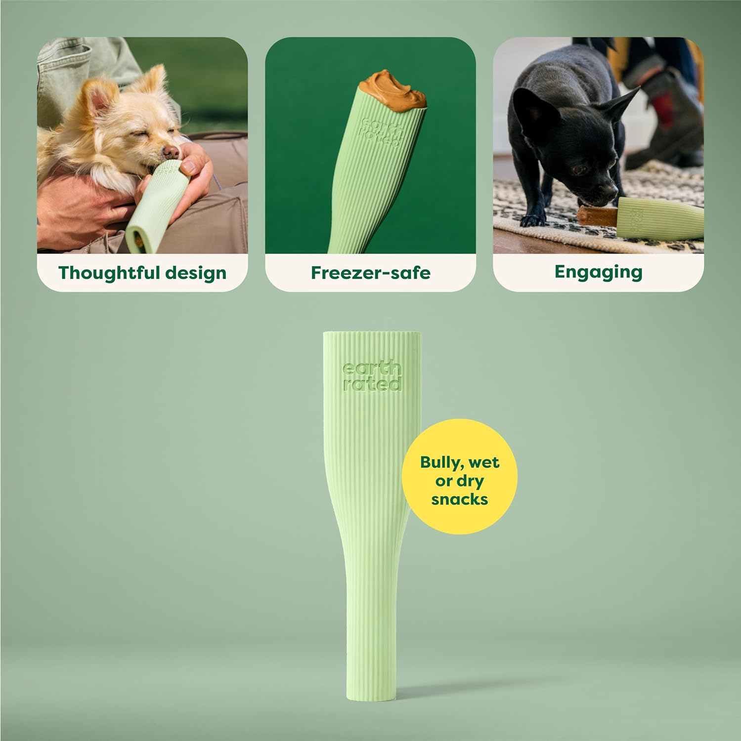 Earth Rated Dog Toy, Enrichment Toys for Adult and Puppy Dogs, Dishwasher and Freezer-Safe, Natural Rubber, Small, Green image number 5