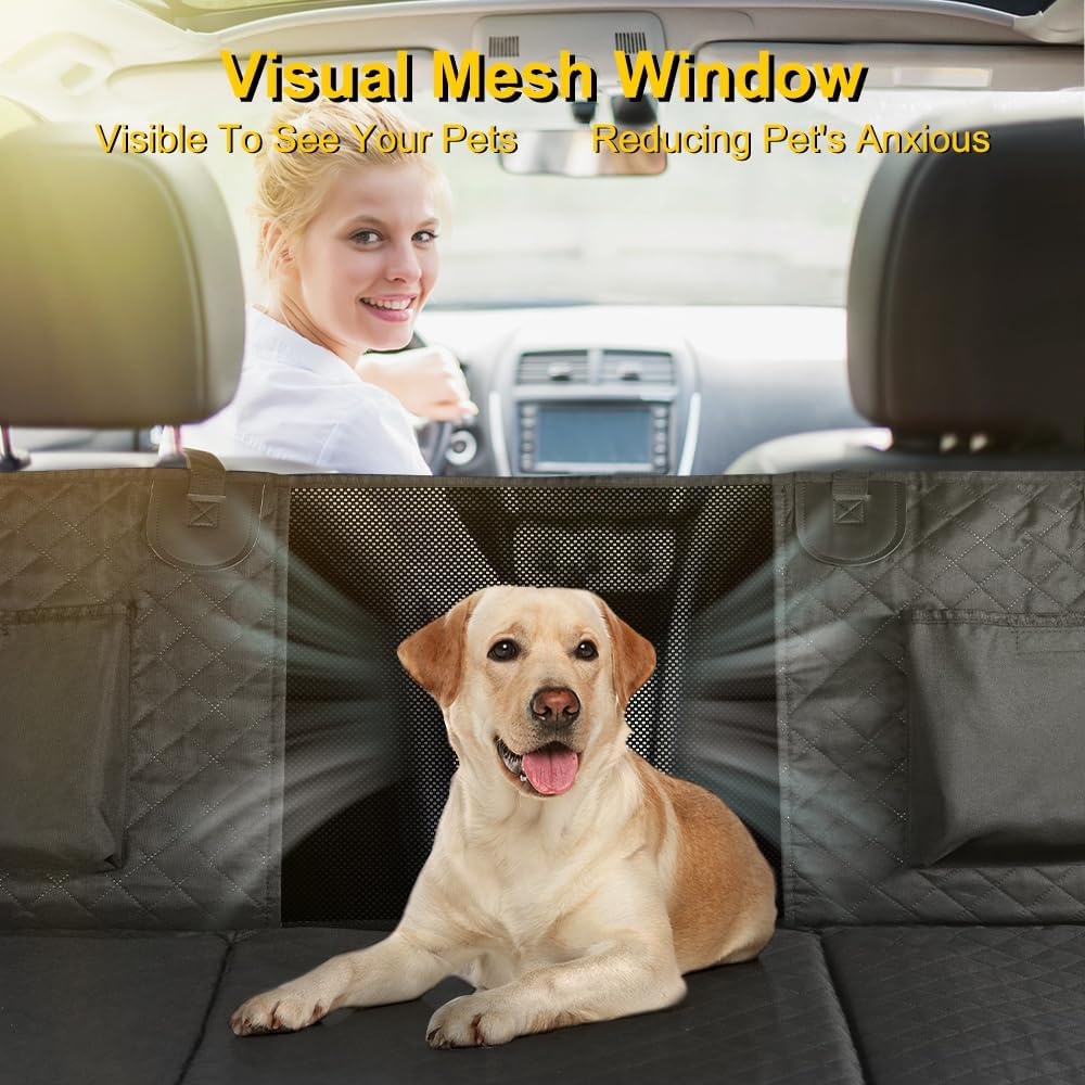Vailge 6 in 1 Dog Car Seat Cover for Back Seat, 60/40 Split 100% Waterproof Dog Car Seat Covers with Mesh Window, Scratch Prevent Antinslip Dog Car Hammock, Standard image number 3