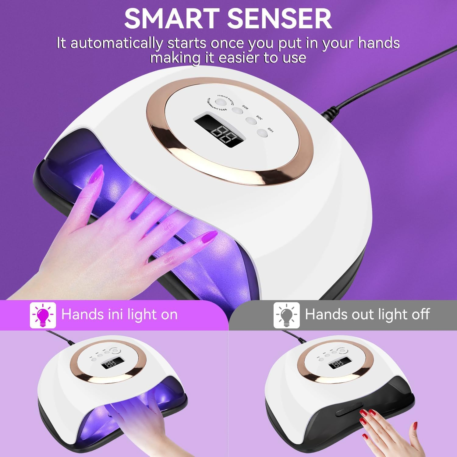 HEYMIX UV Nail Lamp, Ultra Fast Gel Nail Dryer 42 LED UV Curing Lamp for Nail Curing & Gel Nail Dryer with 4 Timer Setting, Professional 168W UV LED Nail Dryer for Gel Polish image number 4