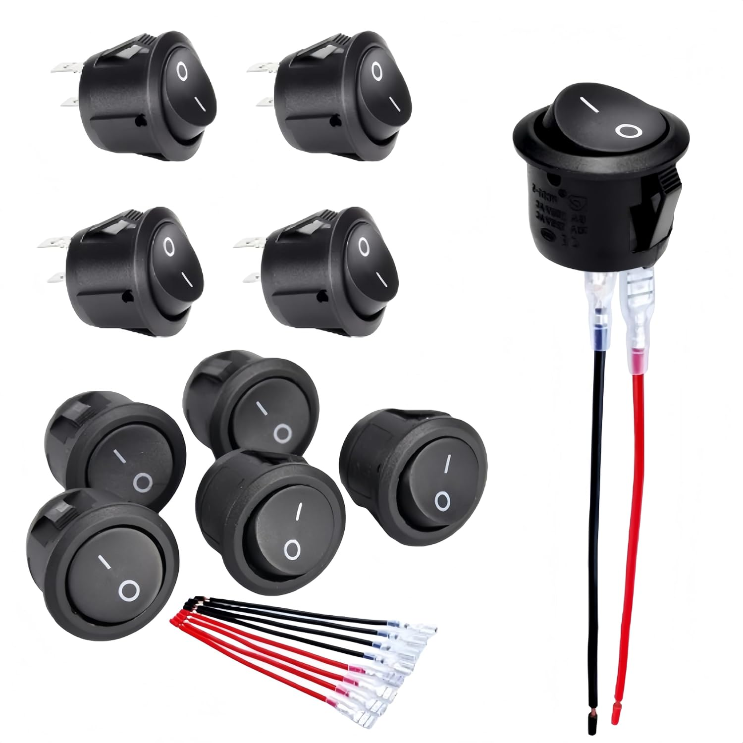 10-Piece 12V Circular Joystick Switch, 12-Volt DC Mini Circular Toggle Switch, 2-Pin SPST On/Off Toggle Switch, with 15CM Wire, Suitable for Automobiles, Ships and Recreational Vehicles image number 1
