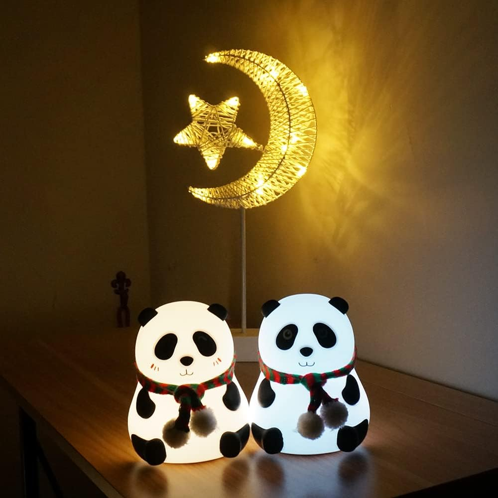 LED Kids Night Light Cute Nursing Night Light Non-Flickering Eye-Caring Lamp-Usb Rechargeable, Touch Control, Multi-Color and Warm White Can Be Switched, Fabulous Ideal Gift (Panda round Eyes) image number 5