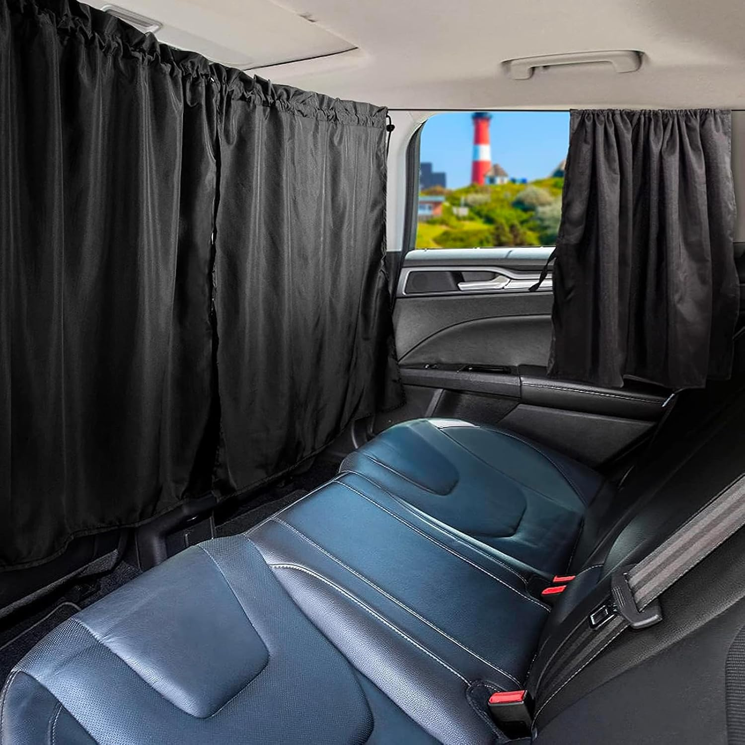 Car Divider Curtain Sun Shade,Set of 3 Car Privacy Curtains 1 Rear Seat & 2 Side Windows,Detachable Car Front Rear Seat Privacy Divider Curtains for Baby Feeding Sleeping Camping Travel