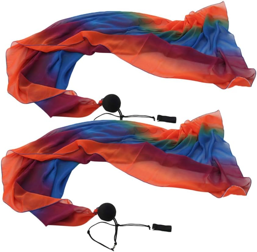 Oshhni Pair Smooth Veil Poi Thrown Balls Imitated Silk Belly Dance Performance