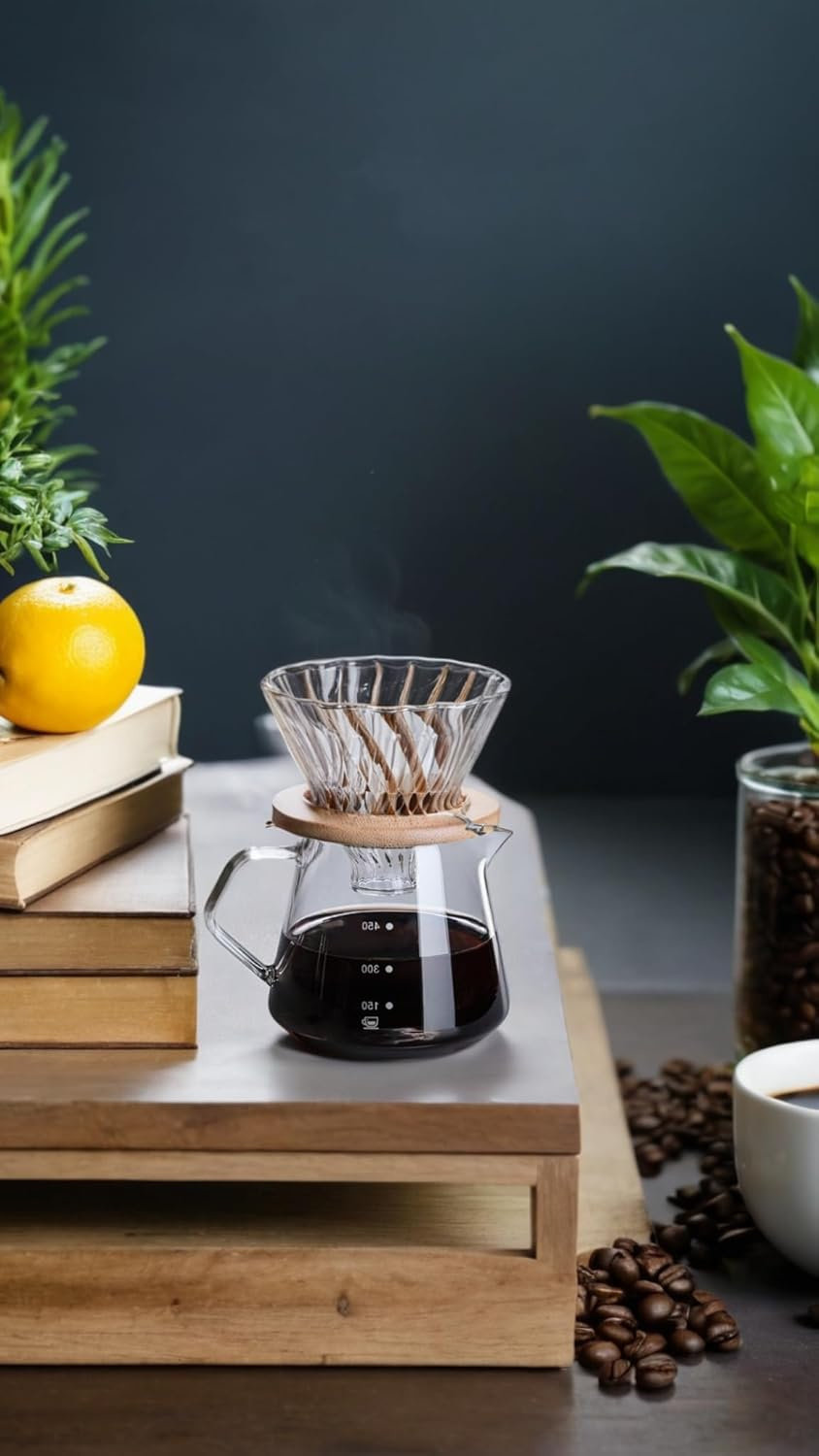 Juice Ly Every Time with 600M Glass Drip Coffee Maker Coffee Pot , Easy Pour, Dishwasher Safe, Includes Filter image number 1