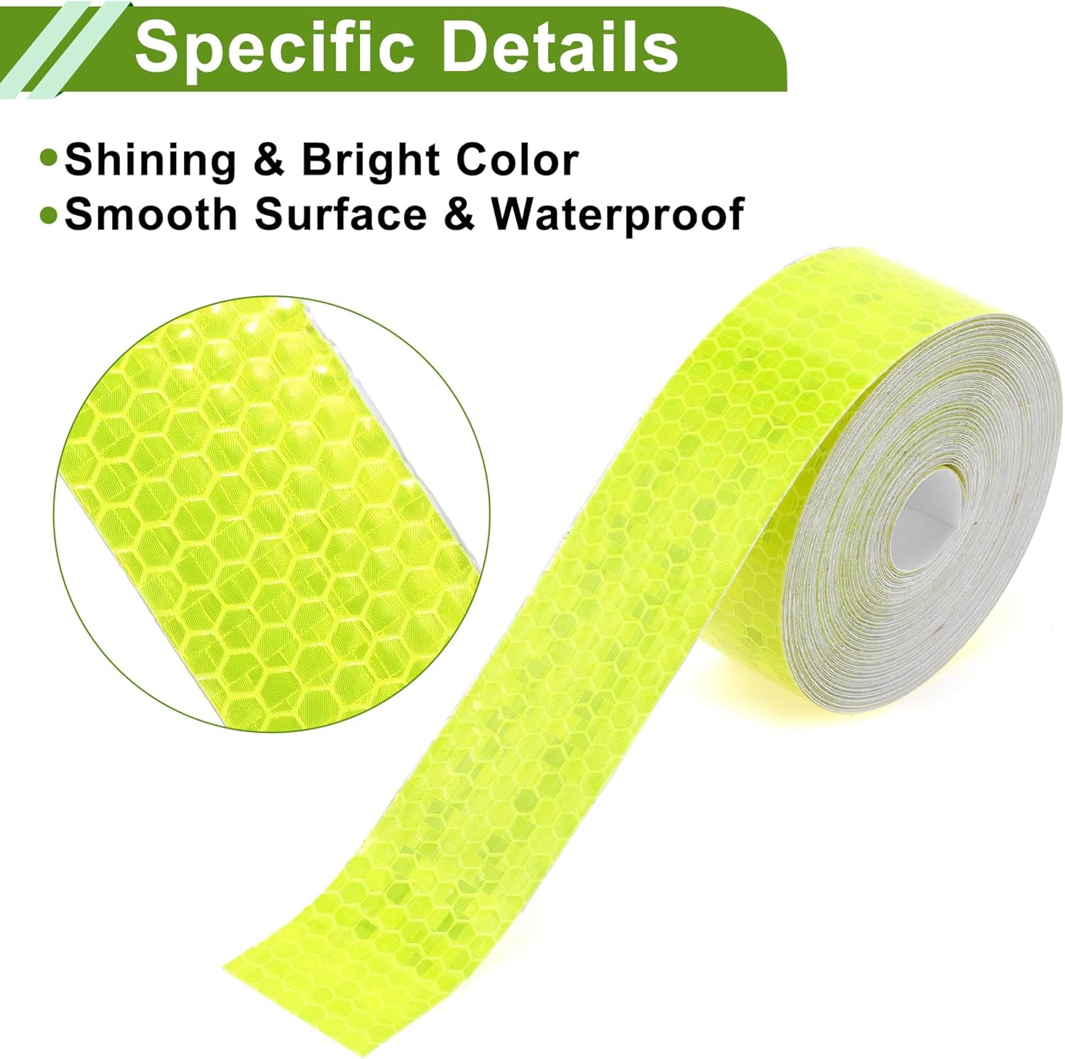 X AUTOHAUX Universal 32.81Ft X 1.18In Air-Release Adhesive Pinstripe Tape Reflective Automotive Pinstriping Tape PVC Fluorescent Yellow image number 2