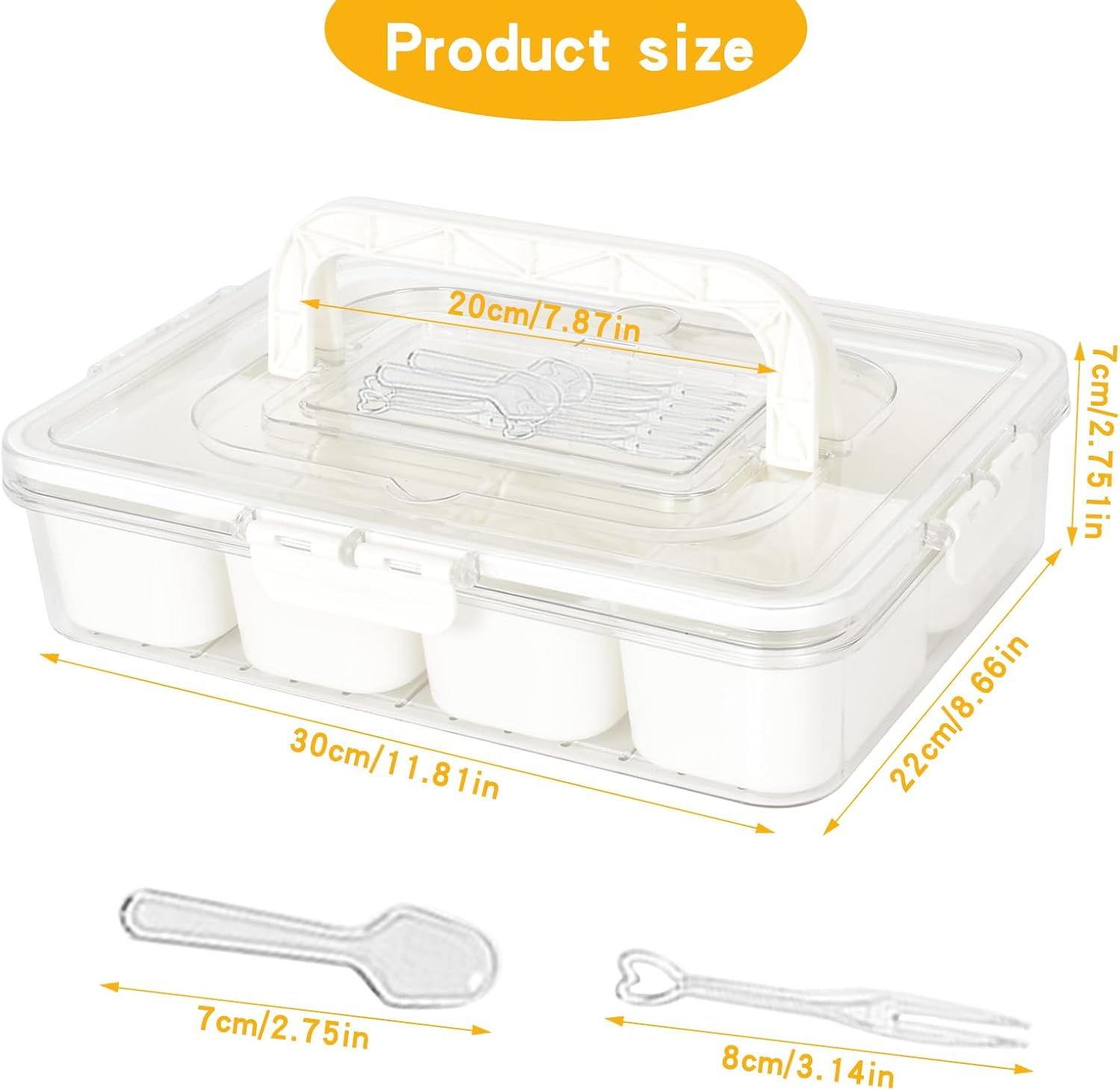 Square Snack Plate with Compartments, Dishes Food Storage Container with 8 Single Compartments, Snack Box Organiser for Sweets, Candy, Veggie, Biscuit, Nuts, Fruit image number 1
