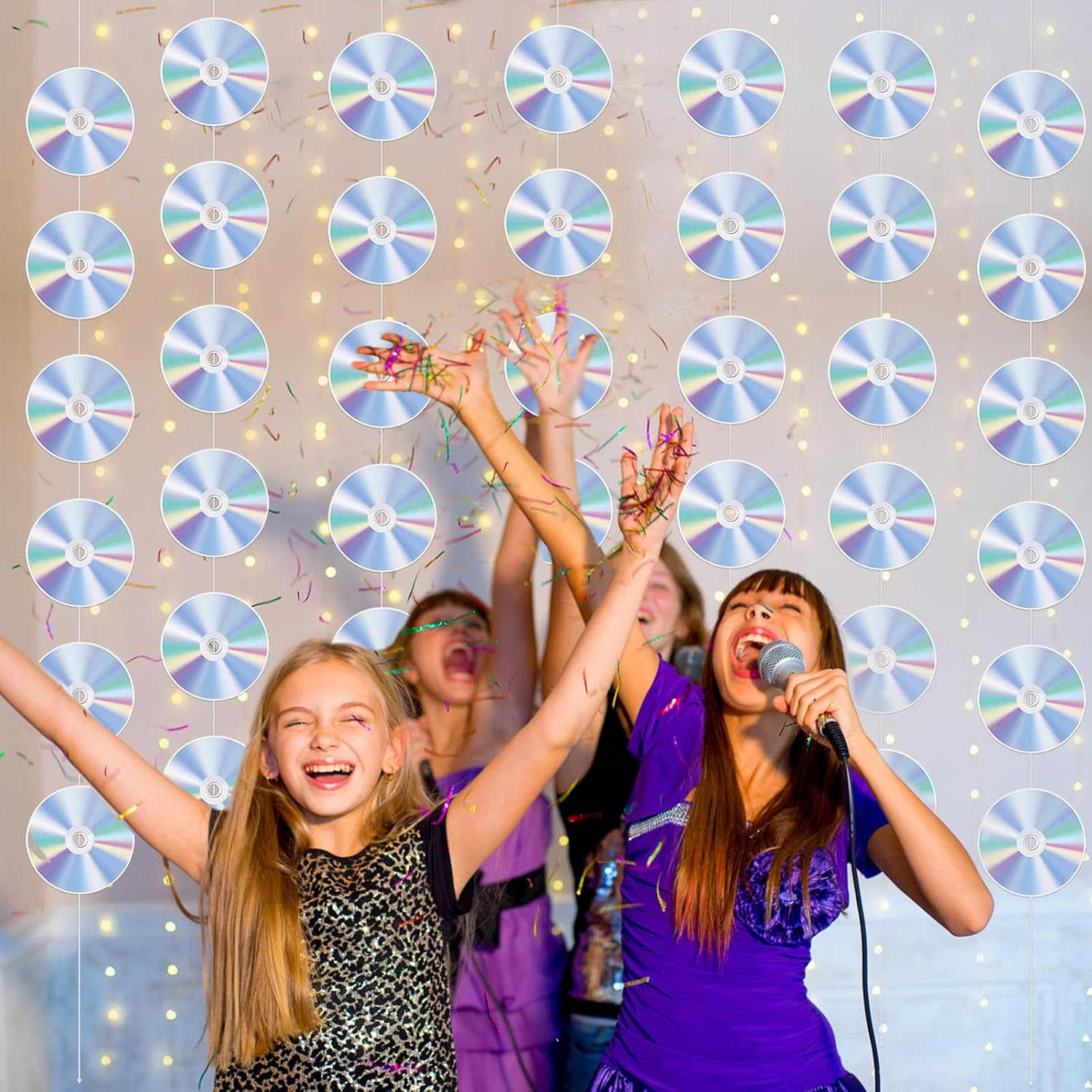 8Pcs 90'S Party Decorations, Retro CD Cutout Hanging Banner 2000S Music Themed Party Decoration Vintage Garlands for Y2K Disco Decades Party Birthday Party Supplies image number 3