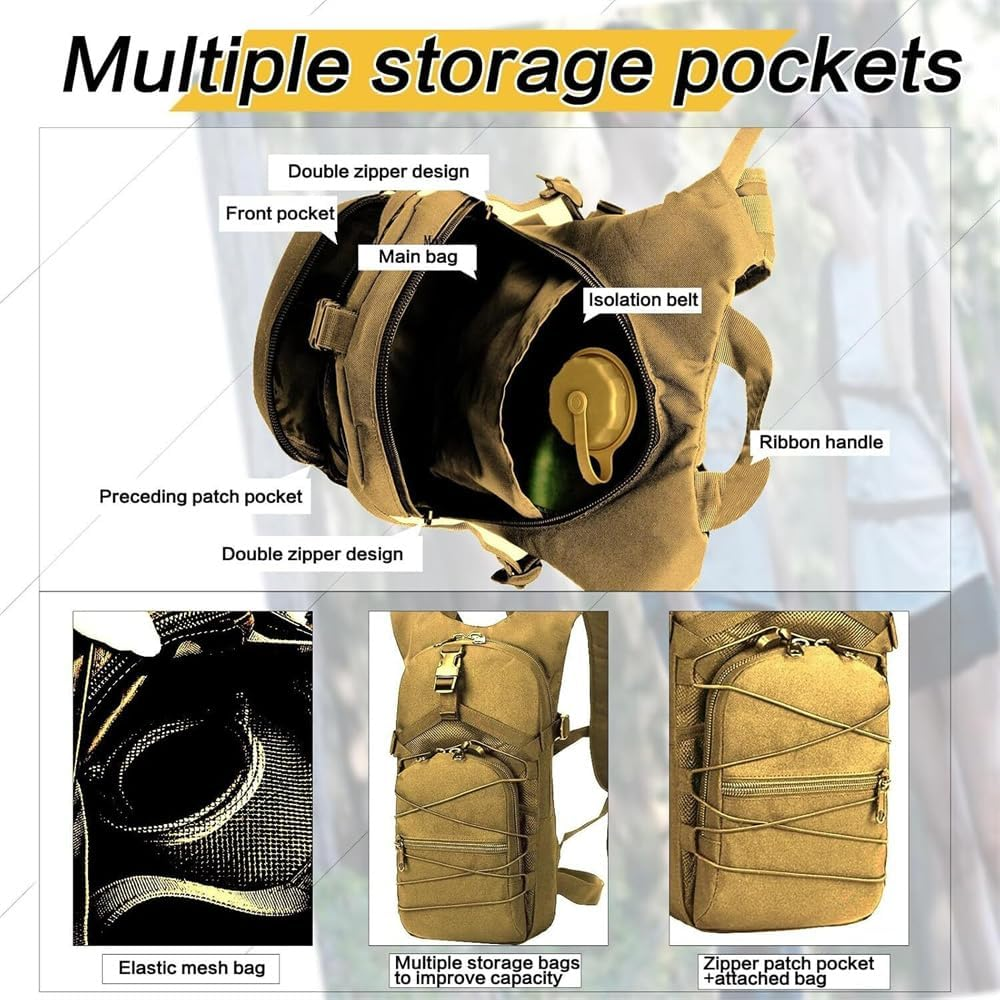 3L Water Bladder Bag Tactical Military Hiking Cycling Hydration Backpack Outdoor