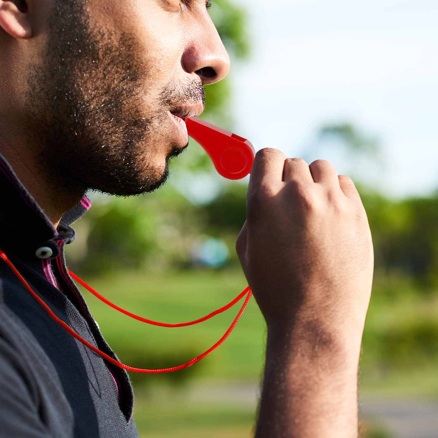 SAVITA 2Pcs Sports Whistles, Loud Sound ABS Plastic Whistle with Lanyard in Training Survival Emergency Sports for Kids Referee Coach Teacher Dog Training (Red) (YYD15288) image number 6