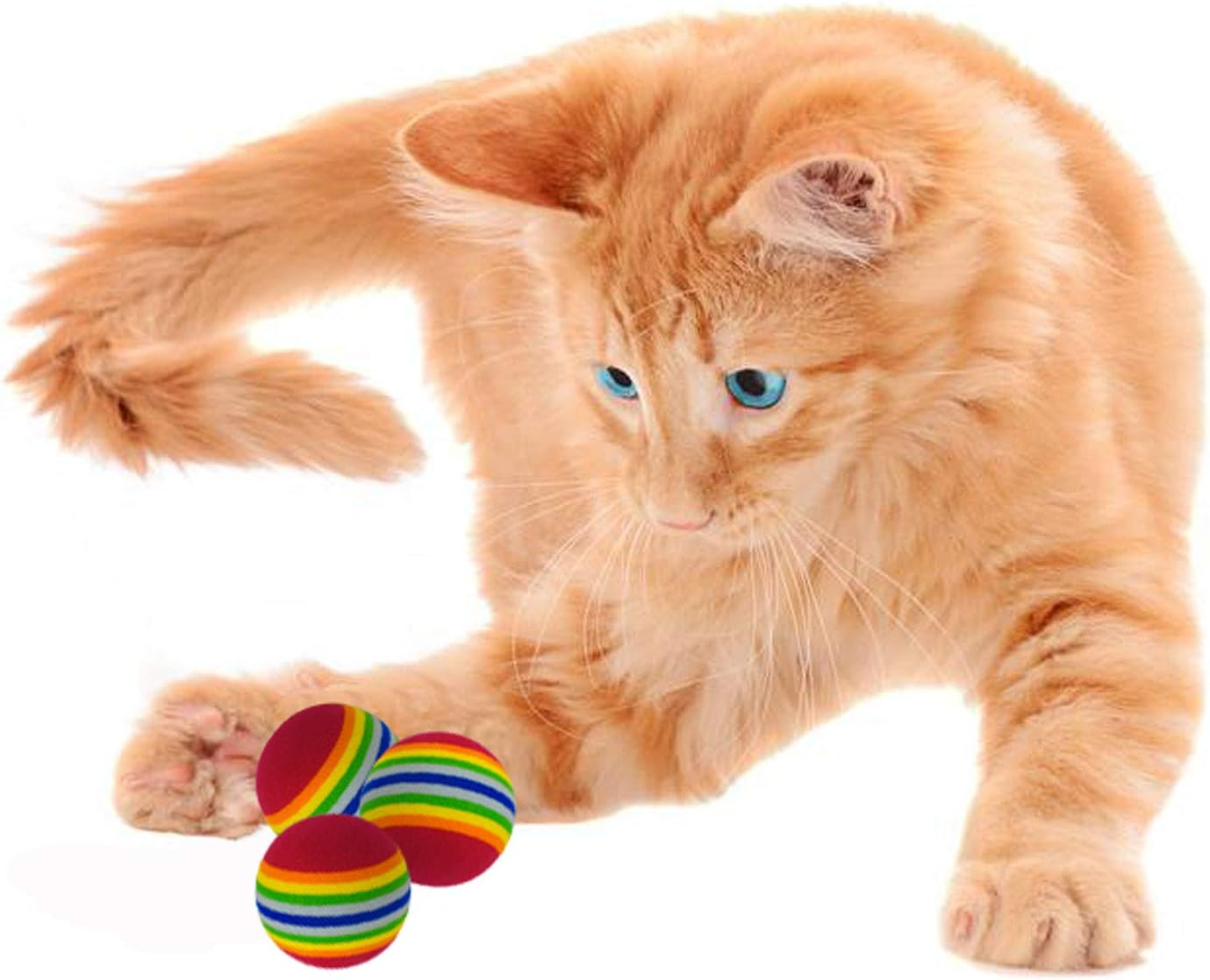 20 Pack Coloure Foam Cat Toys Balls Soft EVA Foam Rainbow Balls Interactive Cats Small Ogs Toys (1.5") image number 1