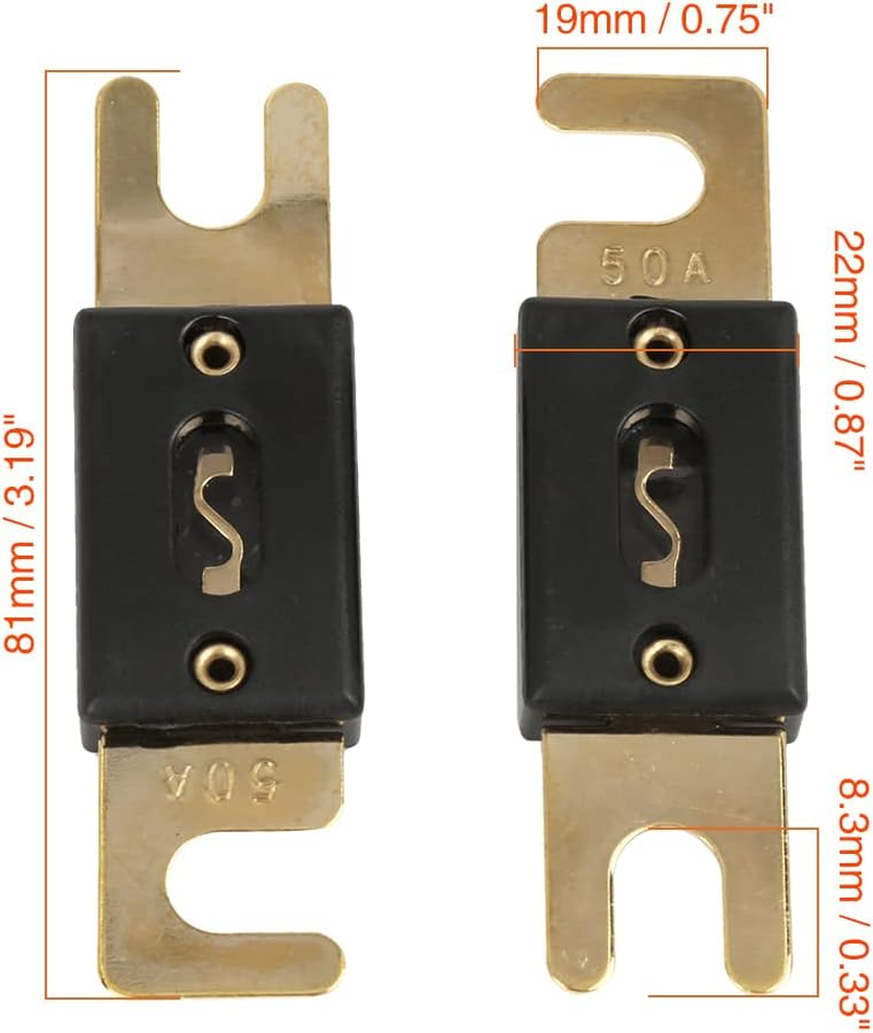 X AUTOHAUX 5 Pcs ANL Fuses 50 Amp Gold Tone Plated Fuse for Car Audio System image number 1