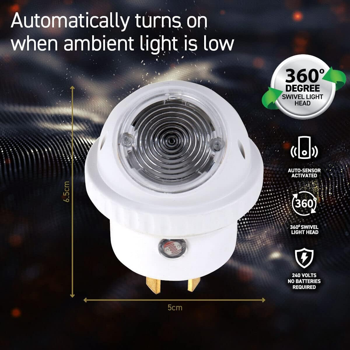 LED Night Light Plug in Auto Sensor Swivel Head