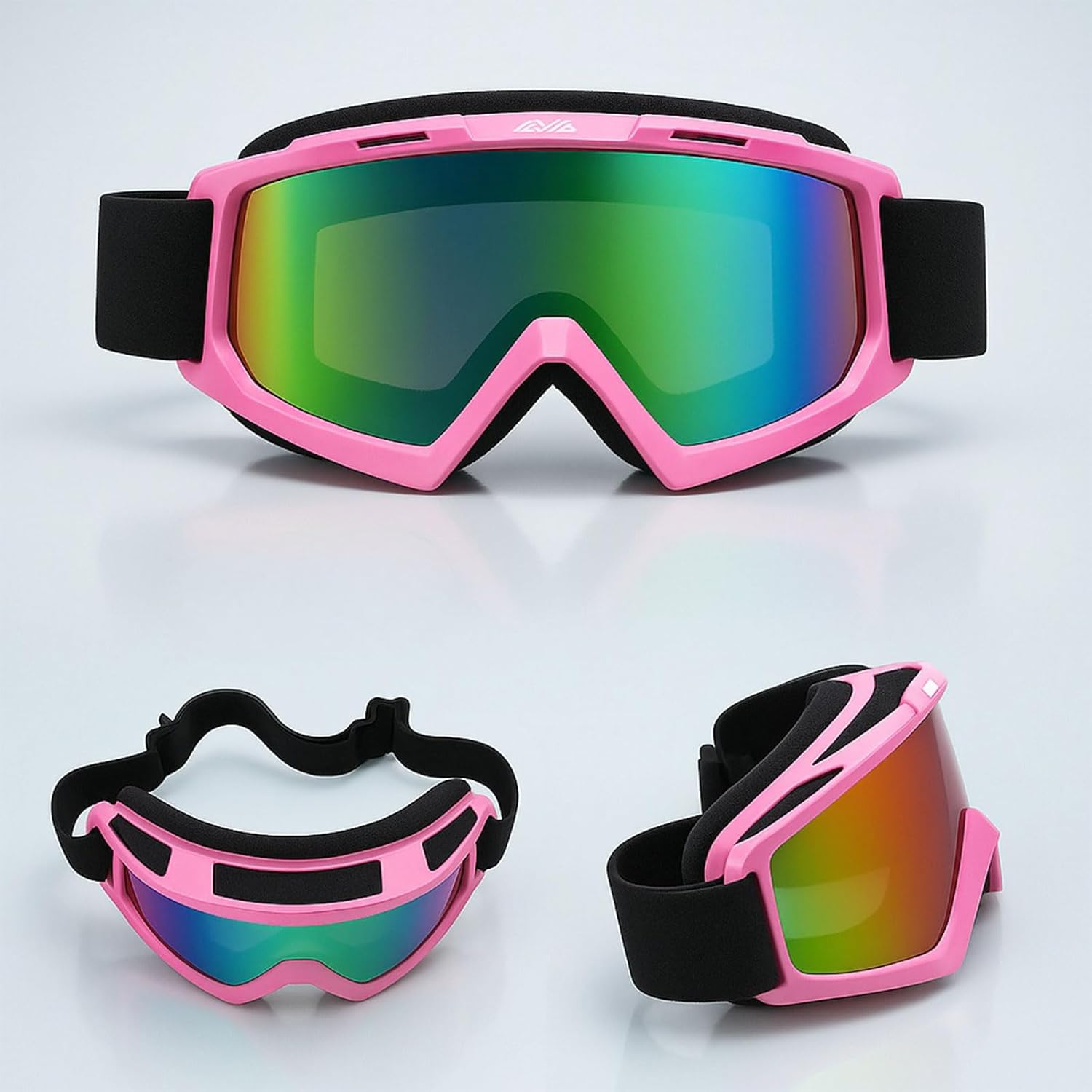 Motorcycle Goggles for Dirt Bike Safety Glasses - off Road Cycling, Ski, ATV, Racing - Windproof, Dustproof, Anti-Scratch, Anti-Fog, UV Protection - Pink - Ruibex image number 2