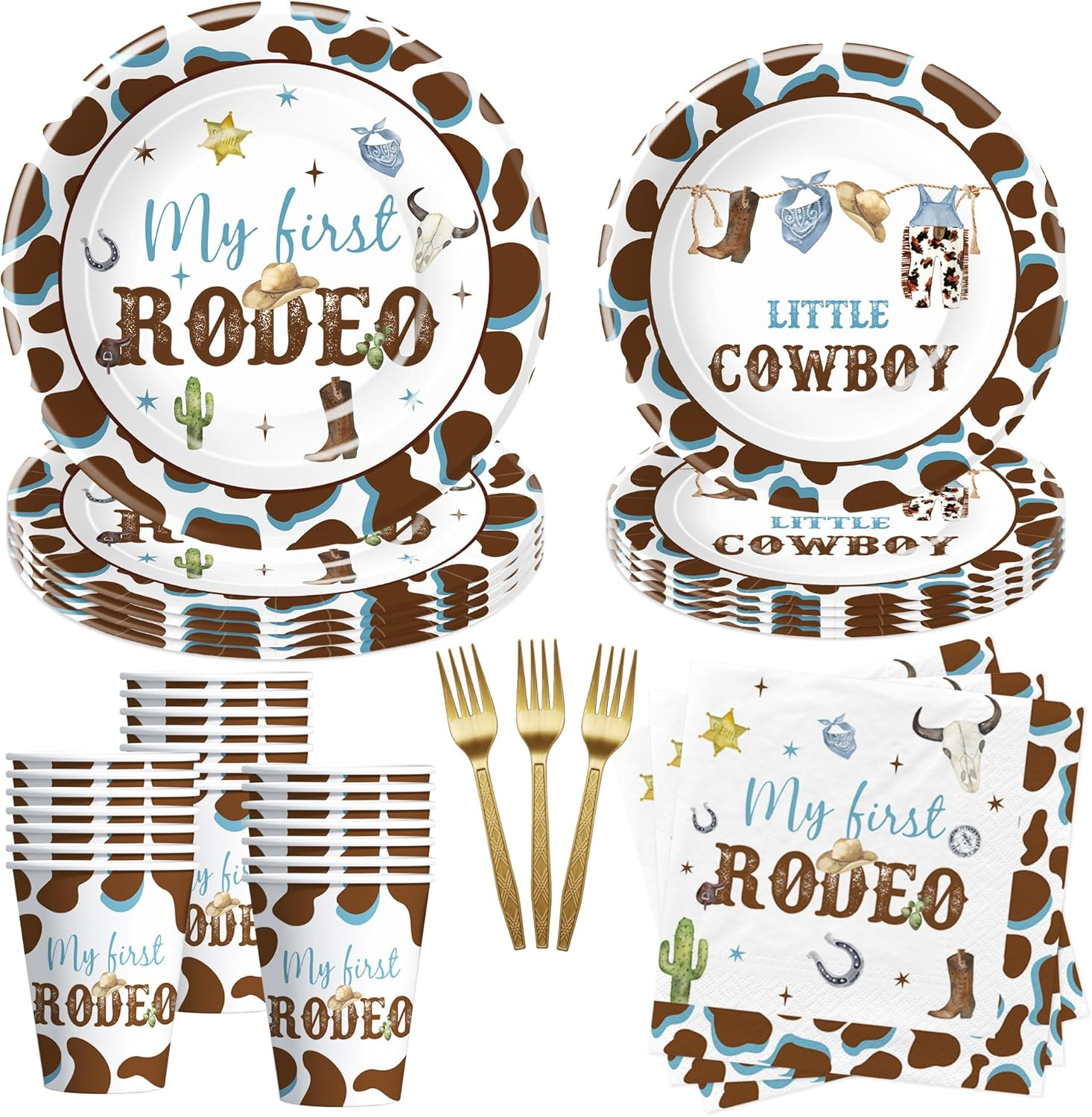 Boy Rodeo 1St Birthday Party Plate, Cup, Napkin, Cutlery Set image number 6
