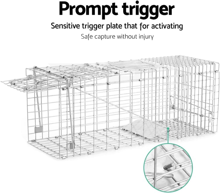Extra Large Animal Trap Cage,Humane Live Catcher,Reusable Mice Trap Live Cage,Possum Fox Rabbit Rat Cat for Indoor and Outdoor Use (61X18X21Cm) image number 1