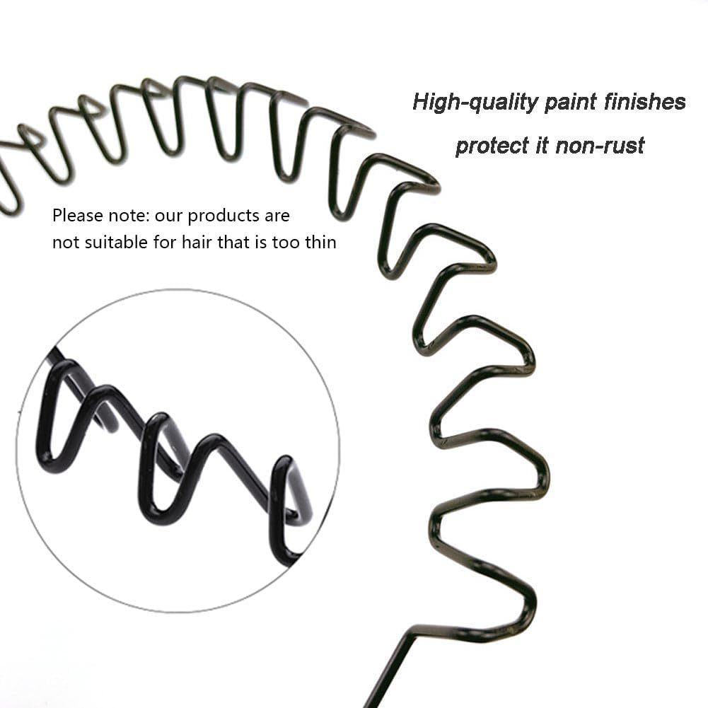 Metal Headbands, Wantgor 2 Pack Fashion Unisex Black Hairband Spring Wave Non Slip Sports Headwear Hair Hoop Hair Accessories (Black, 2 Pack) image number 1