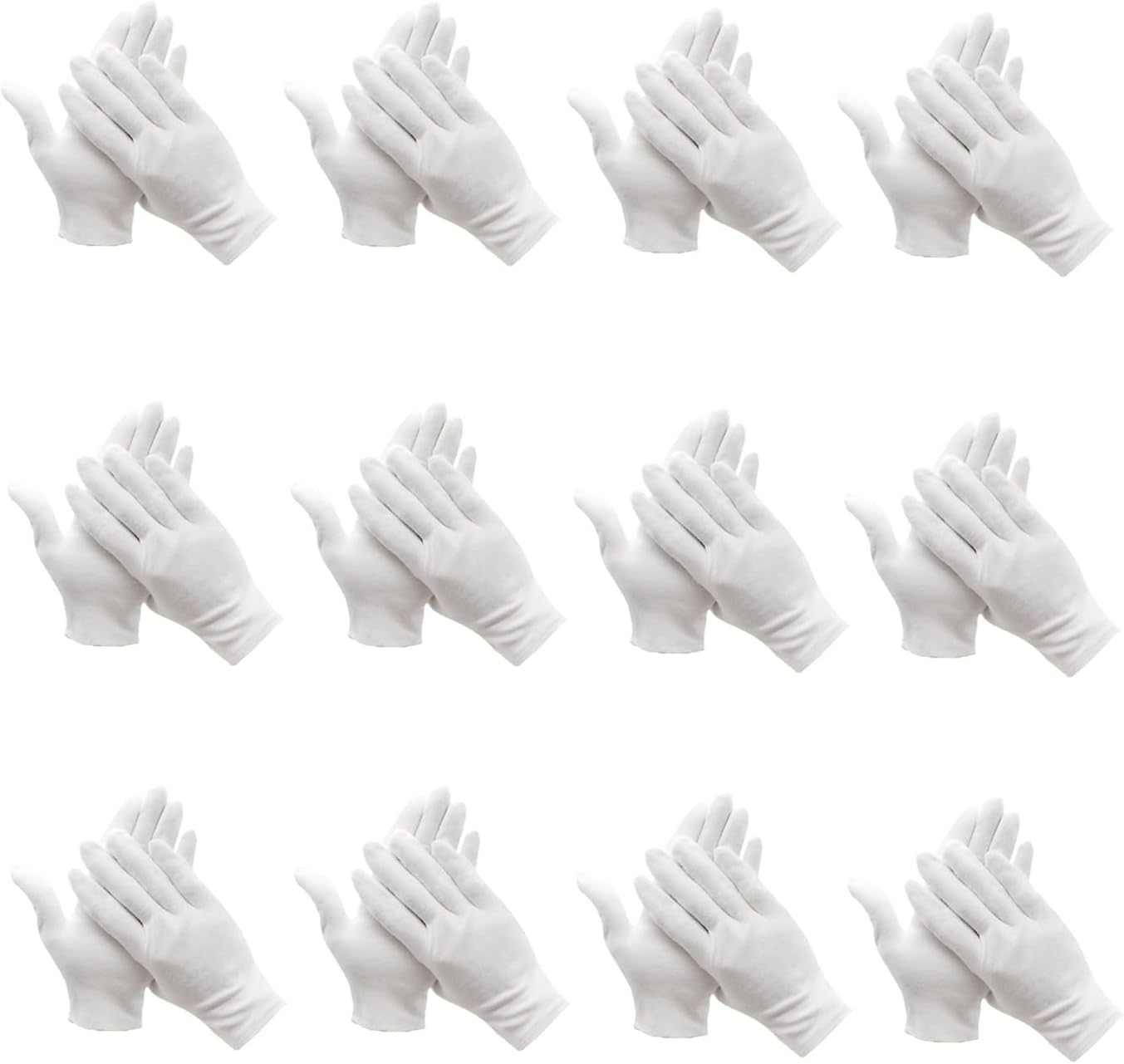 24Pcs 12 Pairs of Children'S Cotton Gloves Eczema Moisturizing Gloves, Reusable White Cotton Gloves, for Children with Eczema Overnight Dry Hands (4-12 Years Old) image number 2