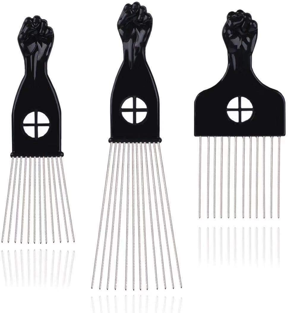 Hair Picks - Black Metal Afro Combs for Hair Styling, Fist Pick for Women and Men image number 2