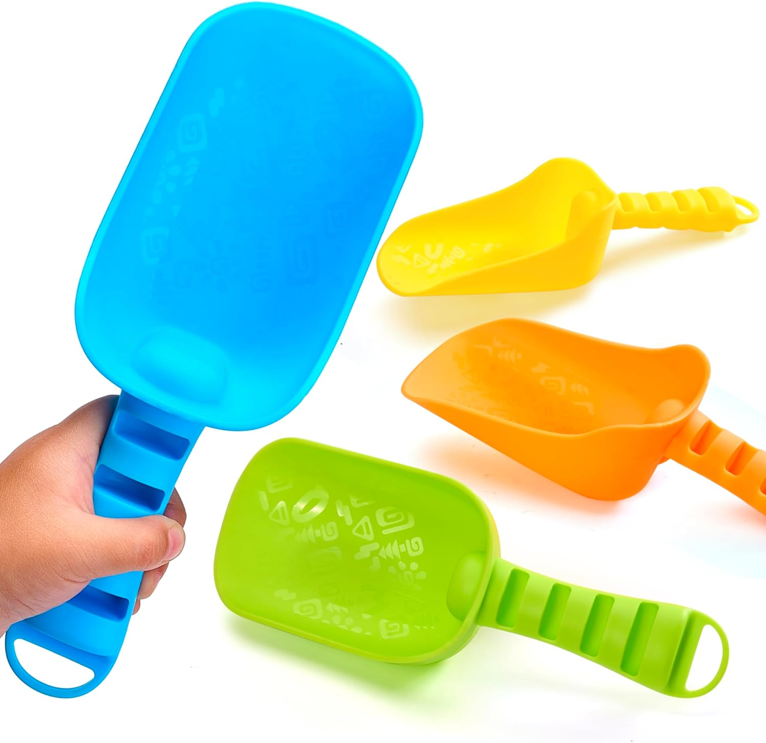 Sloosh Beach Sand Shovels for Kids - 4 Packs Shovels Colorful Scoops Travel Sand Toys for Toddlers Kids Outdoor Digging Play, Heavy Duty Plastic Garden Planting Shovels Spades Sets Sandbox Toys image number 1