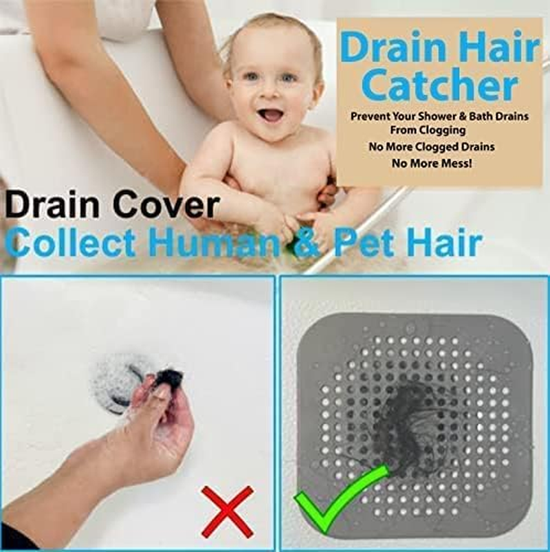 3 Pack Shower Hair Drain Catcher Is Hair Stopper for Shower Drain with 4 Suction Cups Easy to Install Hair Catcher Shower Drain Suit for Bathroom Bathtub Kitchen (Grey, 5.7") image number 2