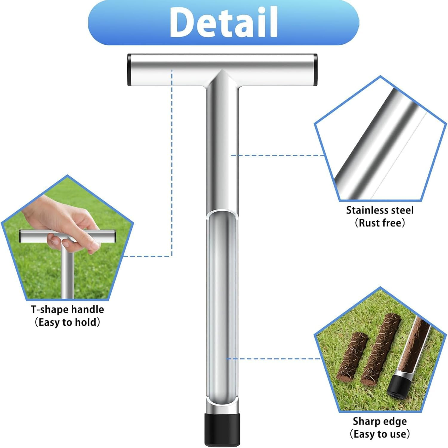 12 Inch Stainless Steel Soil Sampler Probe, T-Style Handle Soil Test Probe, Soil Probe for Soil Sampling, Soil Test Kit for Plant Care, Farm, Lawn Garden image number 1