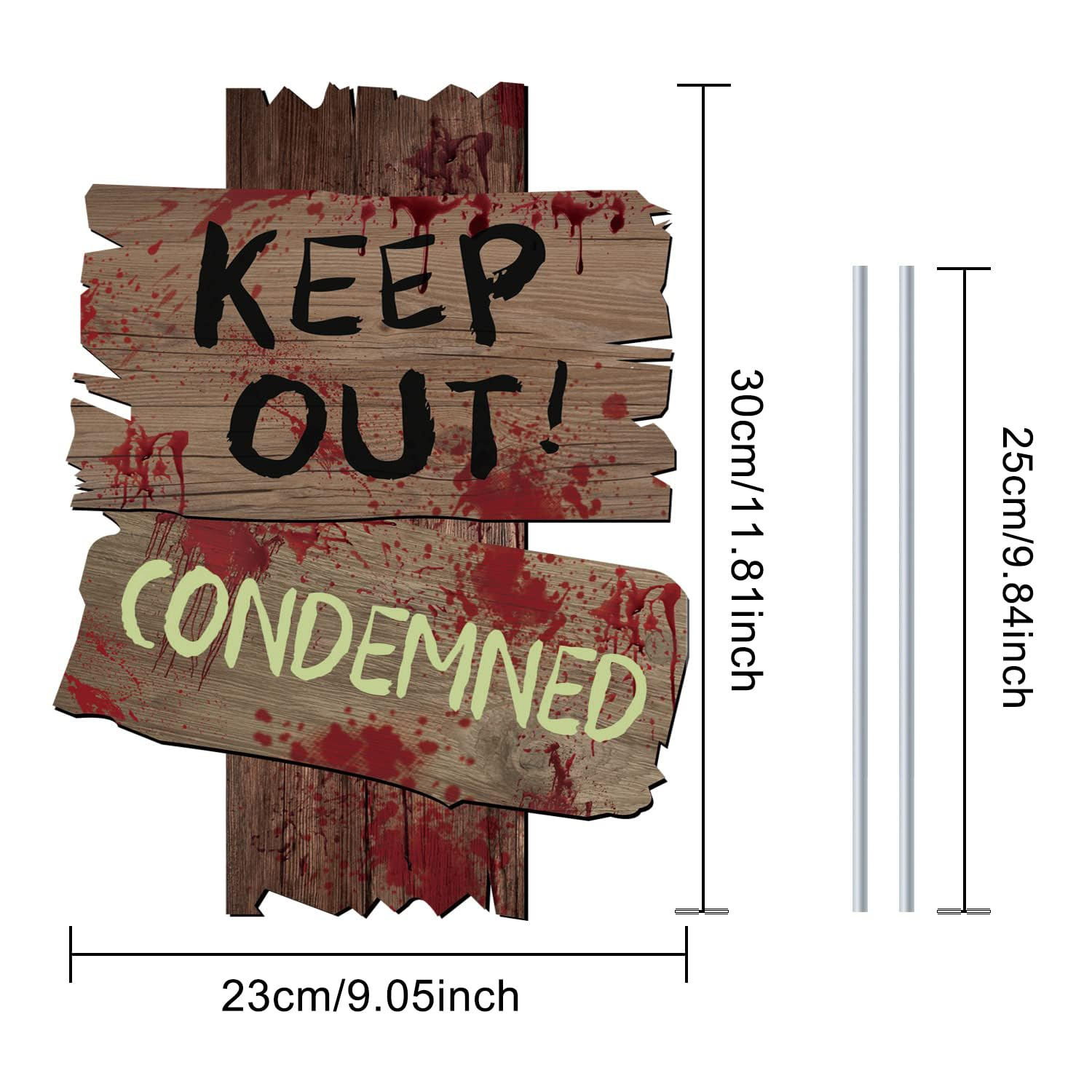Halloween Decorations Outdoor Beware Yard Signs Stakes, Creepy Warning Blood Signs with Stakes for Halloween, Halloween Party Decor, Scary Zombie Vampire Grave Halloween Decoration image number 5