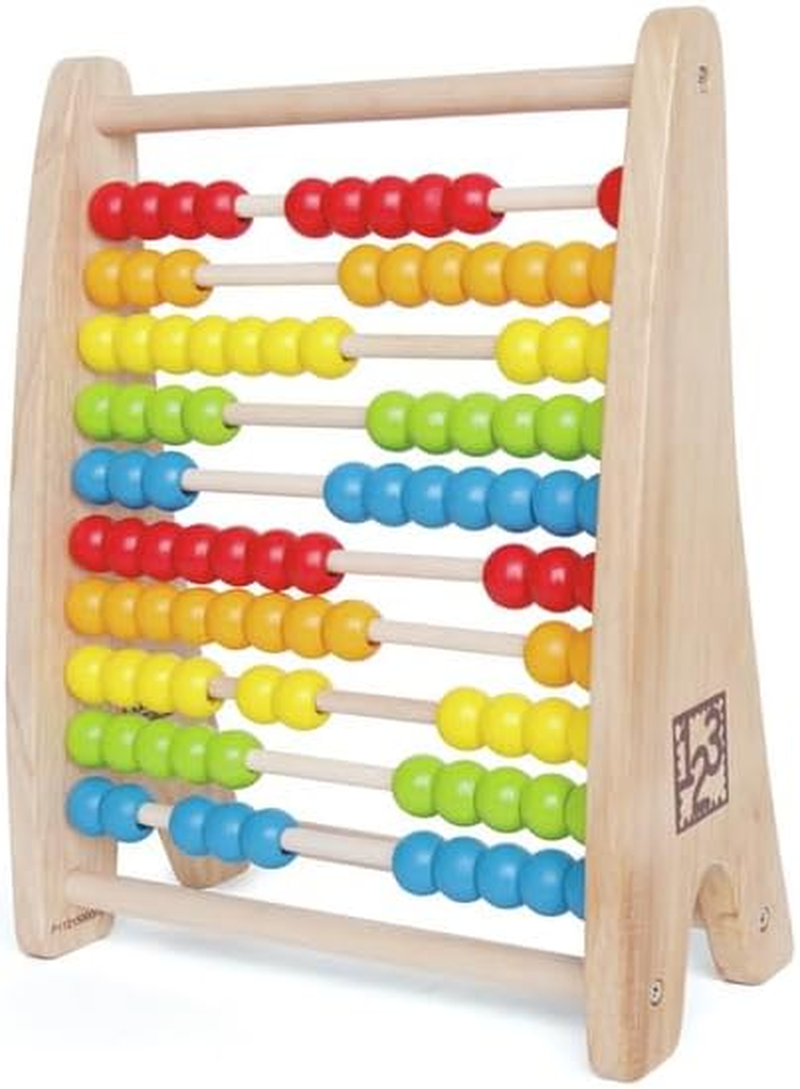 Hape Wooden Rainbow Bead Abacus Educational and Learning Activity Playset for 3+ Year Kids/Toddler