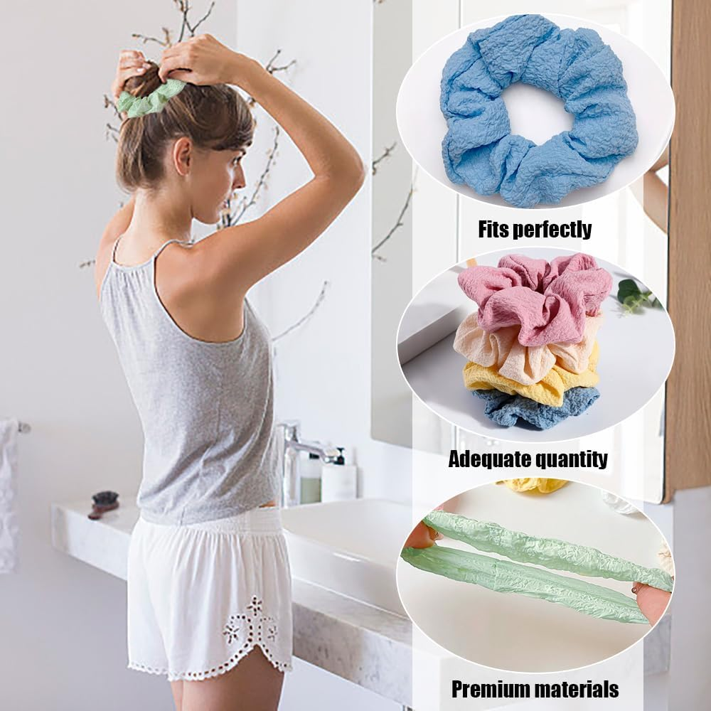 TRKETK 16 Pcs Colorful Hair Scrunchies for Women, Elastic Ponytail Holders Pastel Prevention Scrunchies for Women Solid Color Hair Bands Accessories for Sports, Daily Use, Ladies, Girls and Kids image number 4