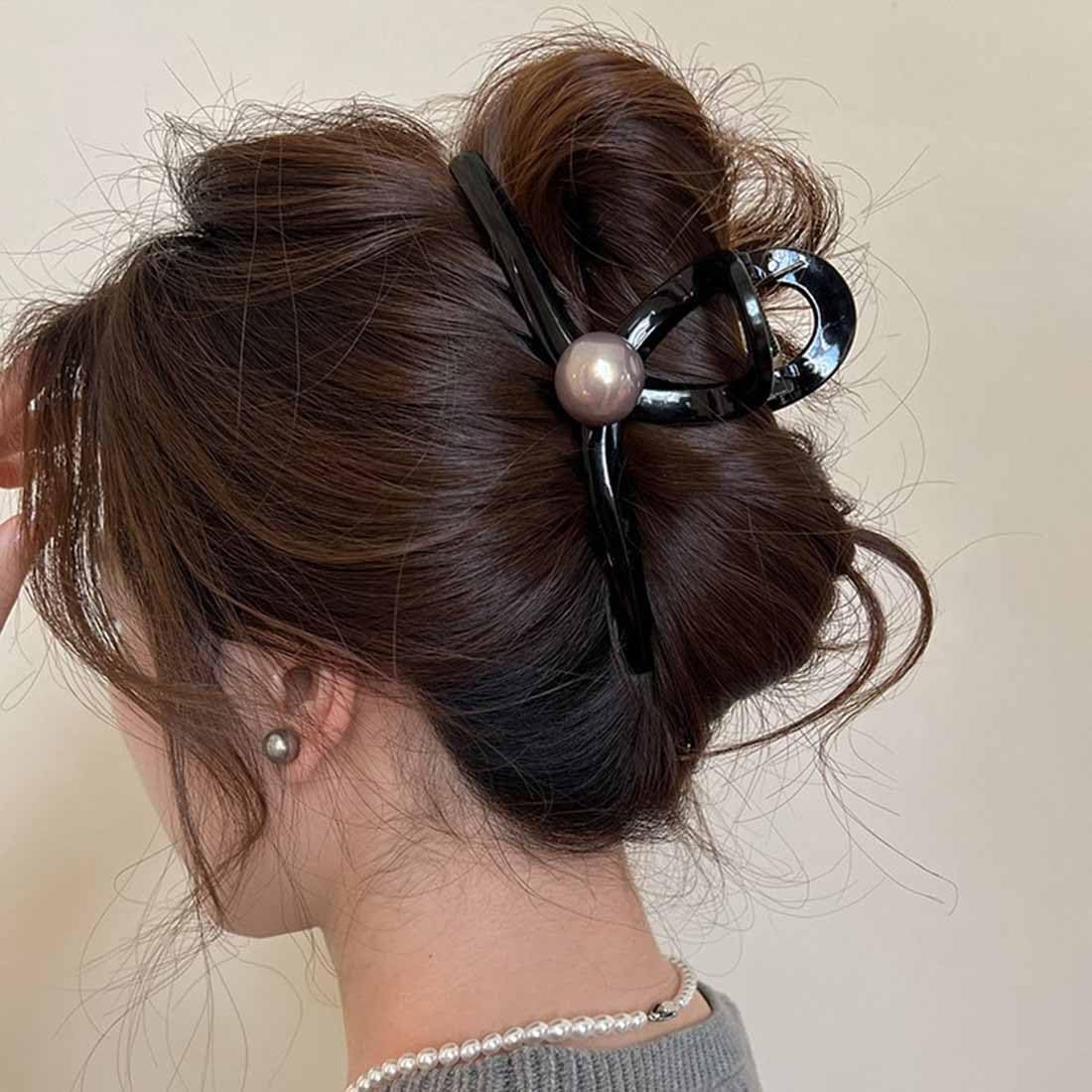 Resweky 2 Beads Brown Hair Clips Cute Hair Clips for Women and Girls (Brown, Small) image number 4