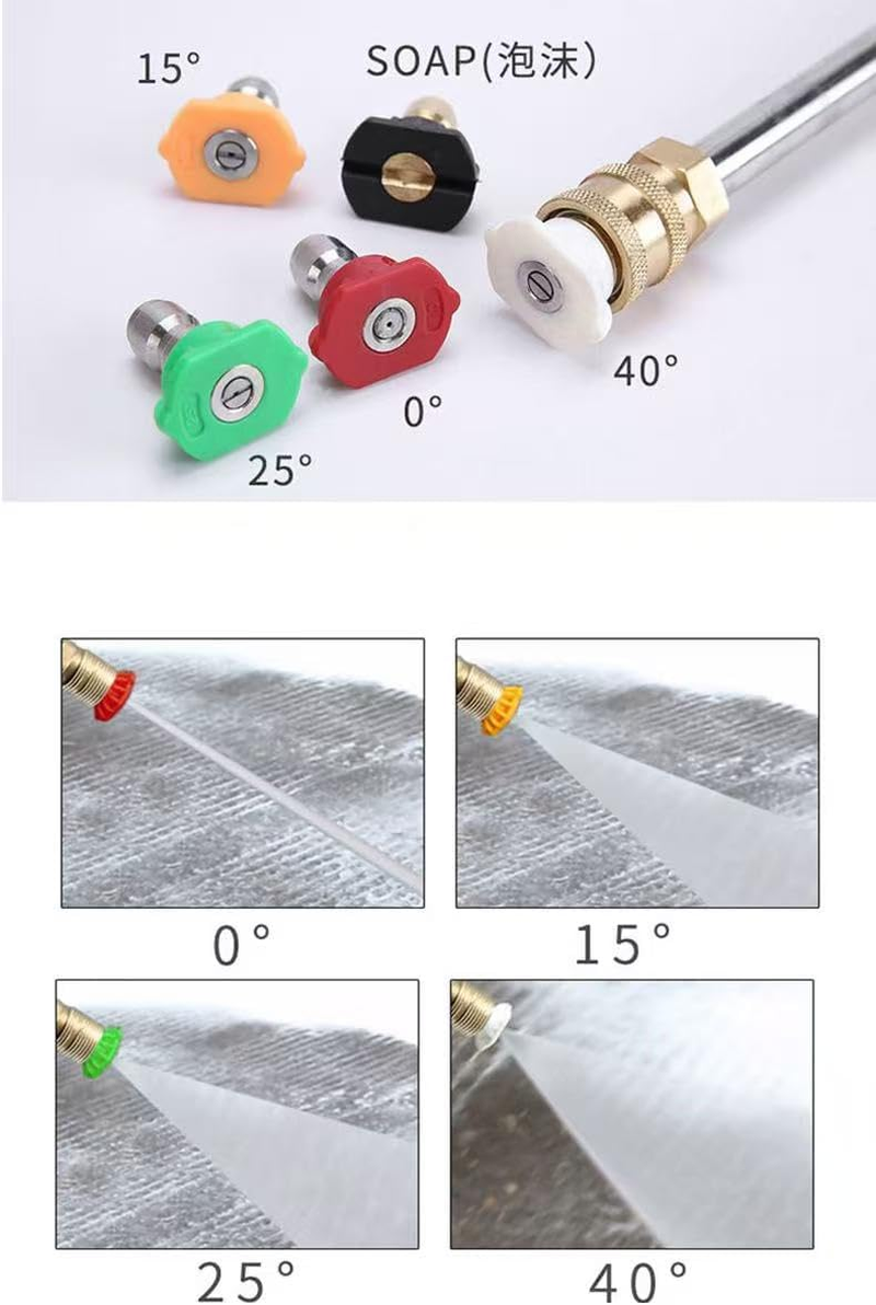 High Pressure Cleaning Gun, Replaceable Extension Pole, Upgraded Version, 5 Nozzle Spray Head, M22-14/M22-15, 3/8 Quick Connect, 4000 PSI image number 4