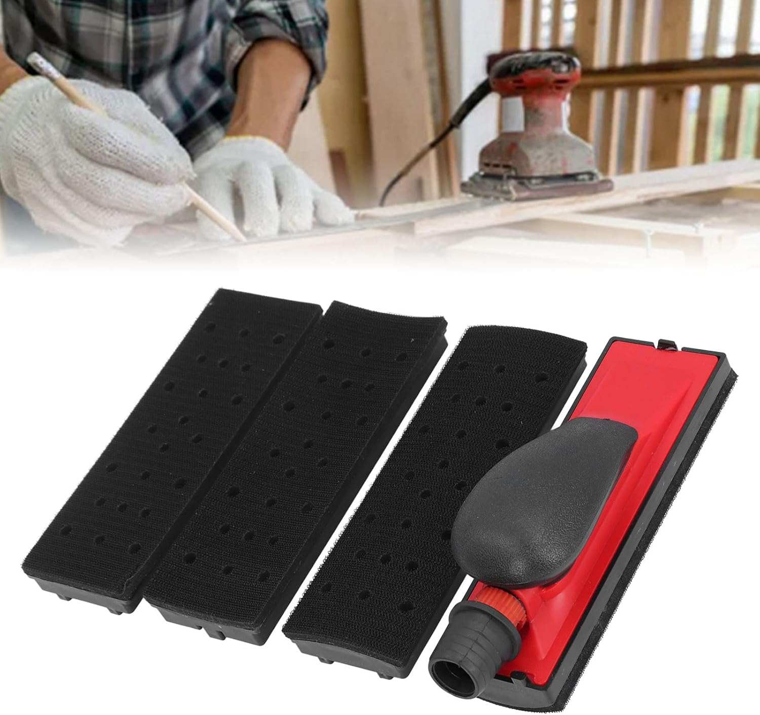 Adjustable Dust Sanding Block Hand Sander, Multifunctional Grip Push Plate 7.56 X 2.2In, Hand Sanding File Block for Automotive Polishing, Woodworking, Home Cleaning image number 6