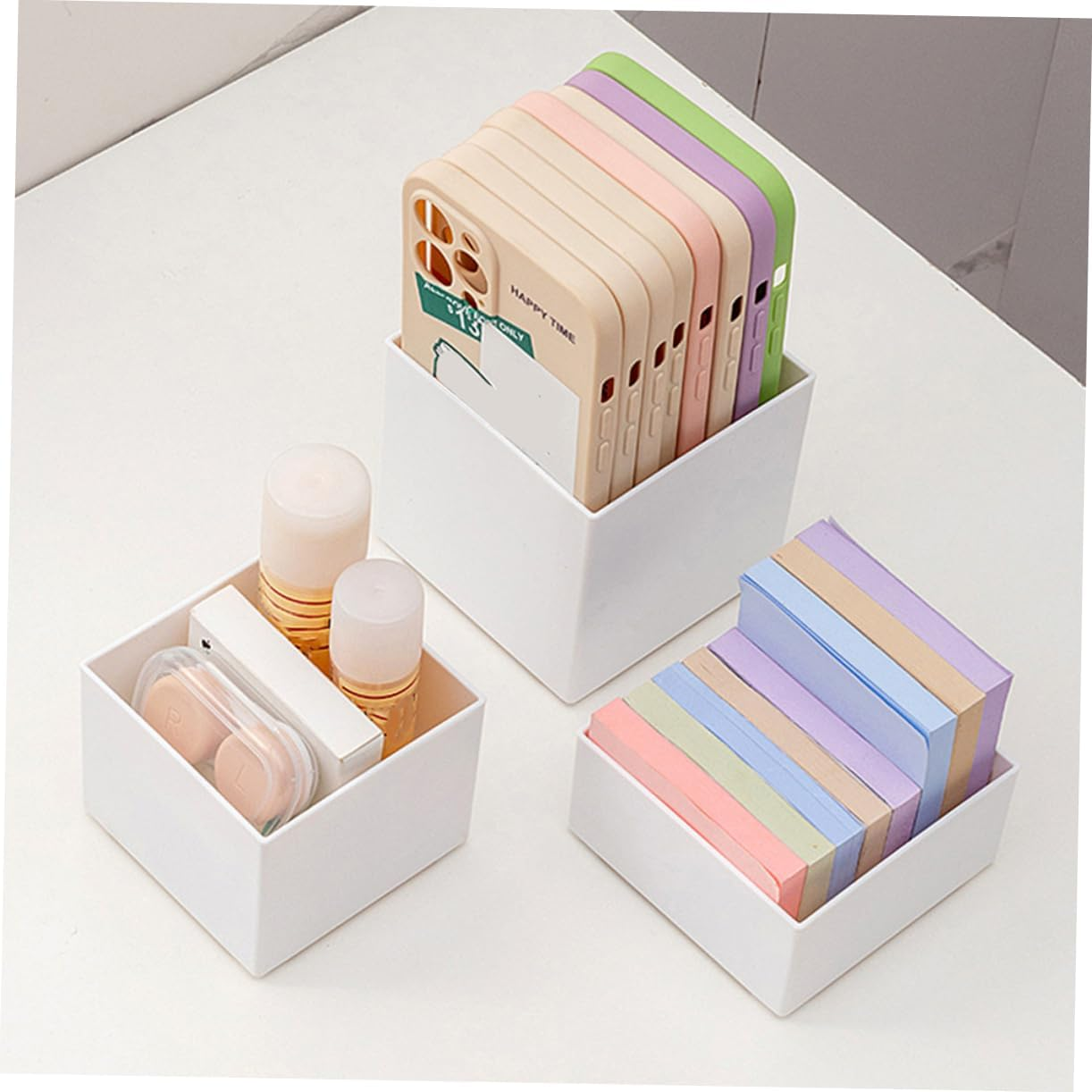 Hohopeti Desktop Memo Pad Holder Organizer Note Storage Box for Office Multi-Functional Memo and Pen Holder Desktop Accessory for Efficient Workspace Management image number 3