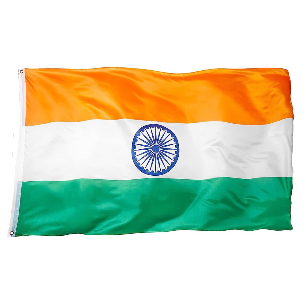India Flag 90 * 150 Cm(3 * 5Ft),Indian Flag,Polyester Thickness, Fade Resistant, Brass Grommets, Canvas Header, Indoor/Outdoor, Vibrant Colors,Not Fear of Rain and Snow image number 2