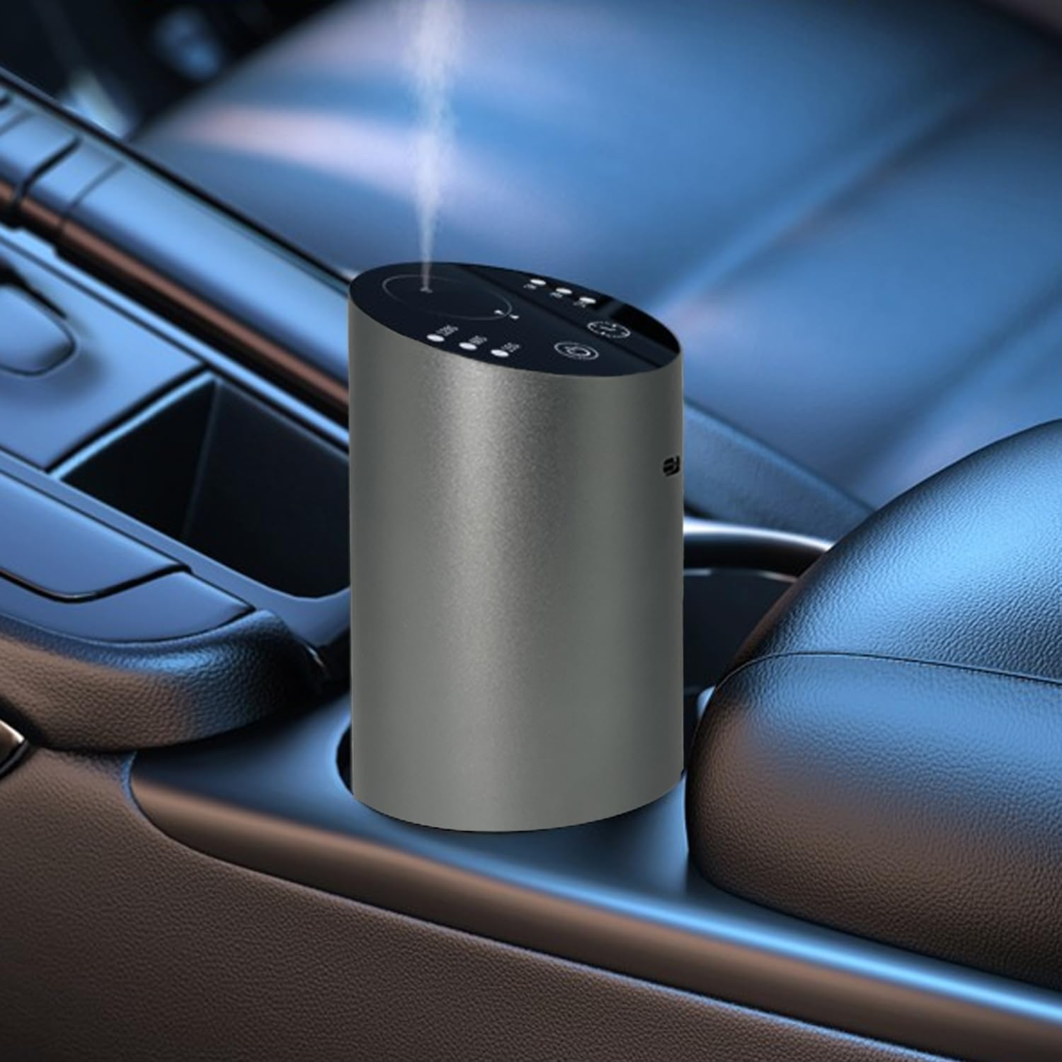 Pandakarias Waterless Car Diffuser, Scent Diffuser for Essential Oils, Smart Car Air Freshener, Wireless and Rechargeable with Large Battery Sentiment Diffuser for Car Home and Office (Silver)