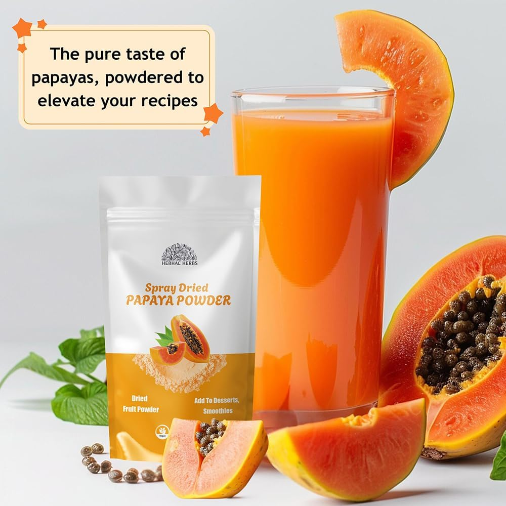 Papaya Fruit Powder 114 G | 100% Natural Papaya Powder for Juices, Smoothies, Milk Shakes, Fruit Salads | Free from Preservatives, Artificial Colors, | Vegan, Gluten-Free image number 4