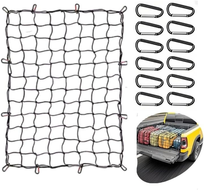 120 X 180CM Cargo Net for Pickup Truck Bed - Stretches to 240 X 360 CM, Nylon Mesh with 12 Aluminum Hooks &ndash; Universal Fit for Pickup, SUV, ATV, Boat image number 2