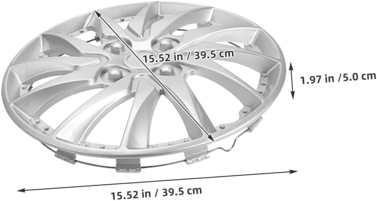 PRETYZOOM 2Pcs 14 Inch Silver Decorative Wheel Hub Caps Cover Set for Car Wheels Automotive Rim Accessories Replacement image number 4