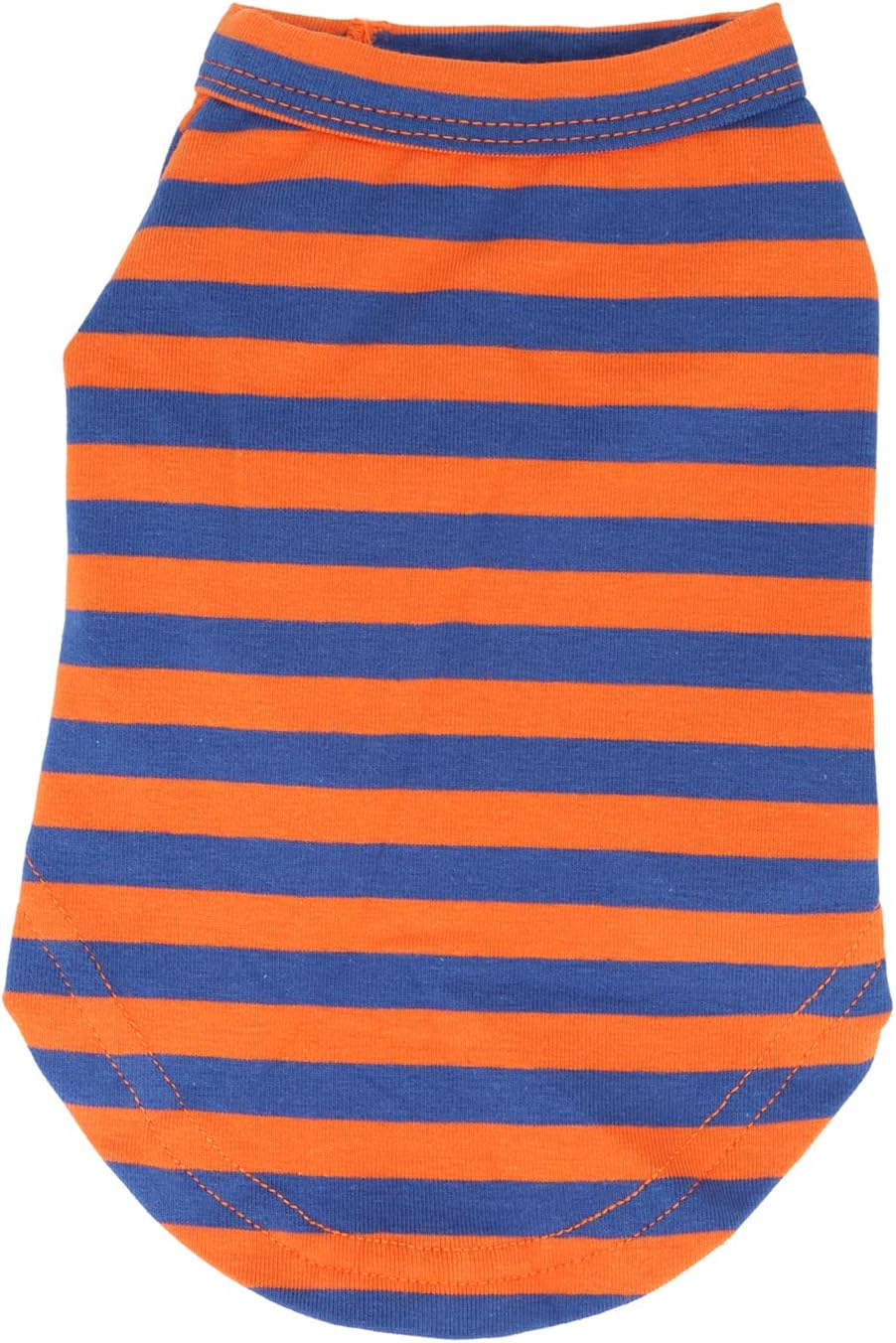 LOPHIPETS 100% Breathable Cotton Striped Dog Tee Shirt T-Shirt for Small Dogs Chihuahua Puppy Clothes -Orange and Blue Strips/M image number 4