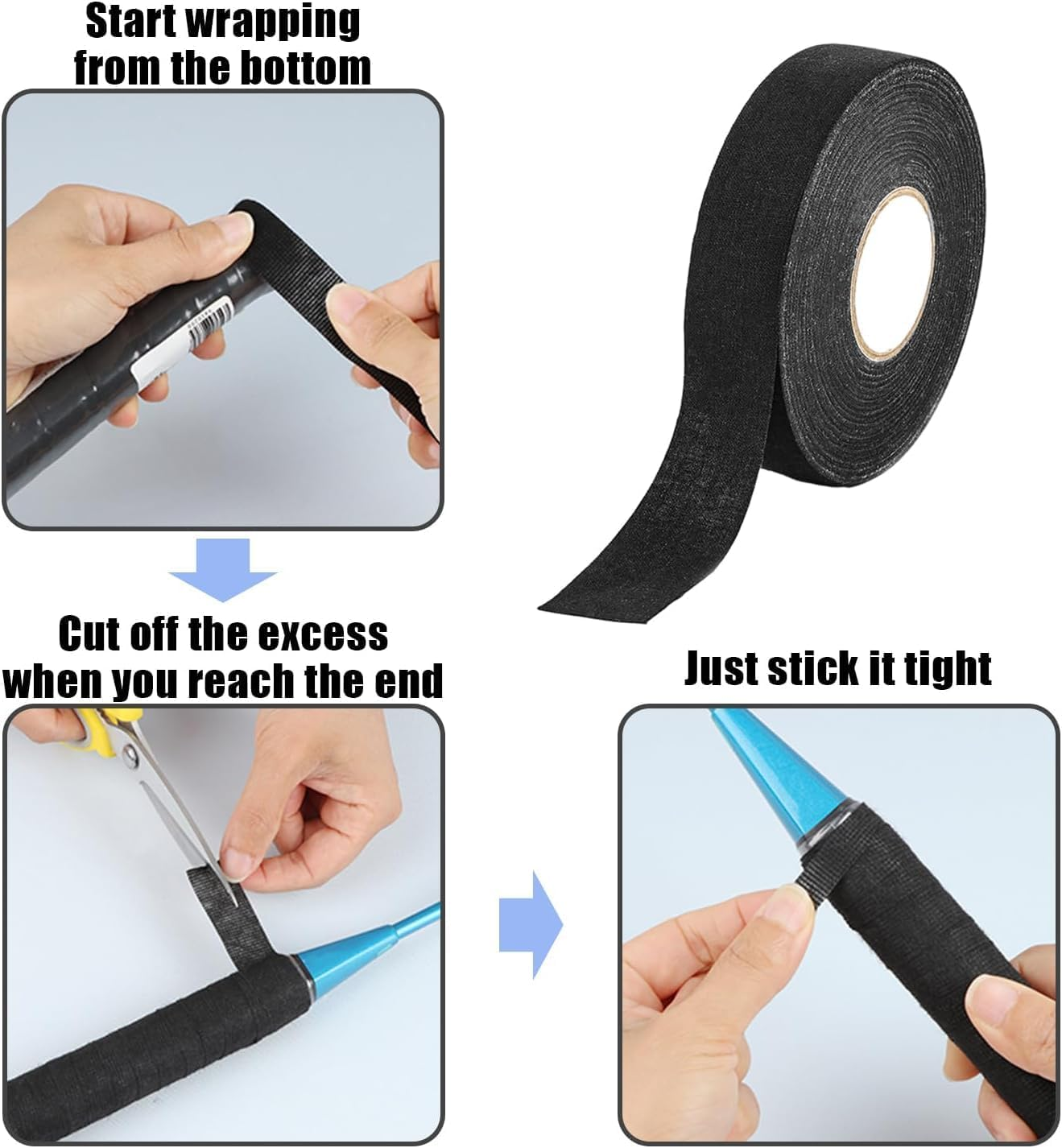 Anti-Slip Hockey Sticks Tape, 2Roll Sports Ice Hockey Grip Wrap Tapes,Non-Slip Ice Hockey Racket Tape,Non-Slip Grip Tapes Sports Tapes Ice Hockey Grip Tape, Black image number 1