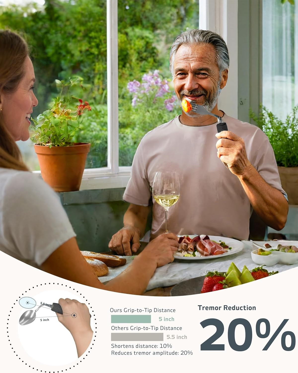 Adaptive Utensils Set (4-Piece) &ndash; 42&deg; Angled, 3 Oz Weighted Silverware for Parkinson'S, Hand Tremors and Arthritis &ndash; Easy-Grip Ergonomic Eating Aids (Left-Handed) - Black: Right-Handed image number 7