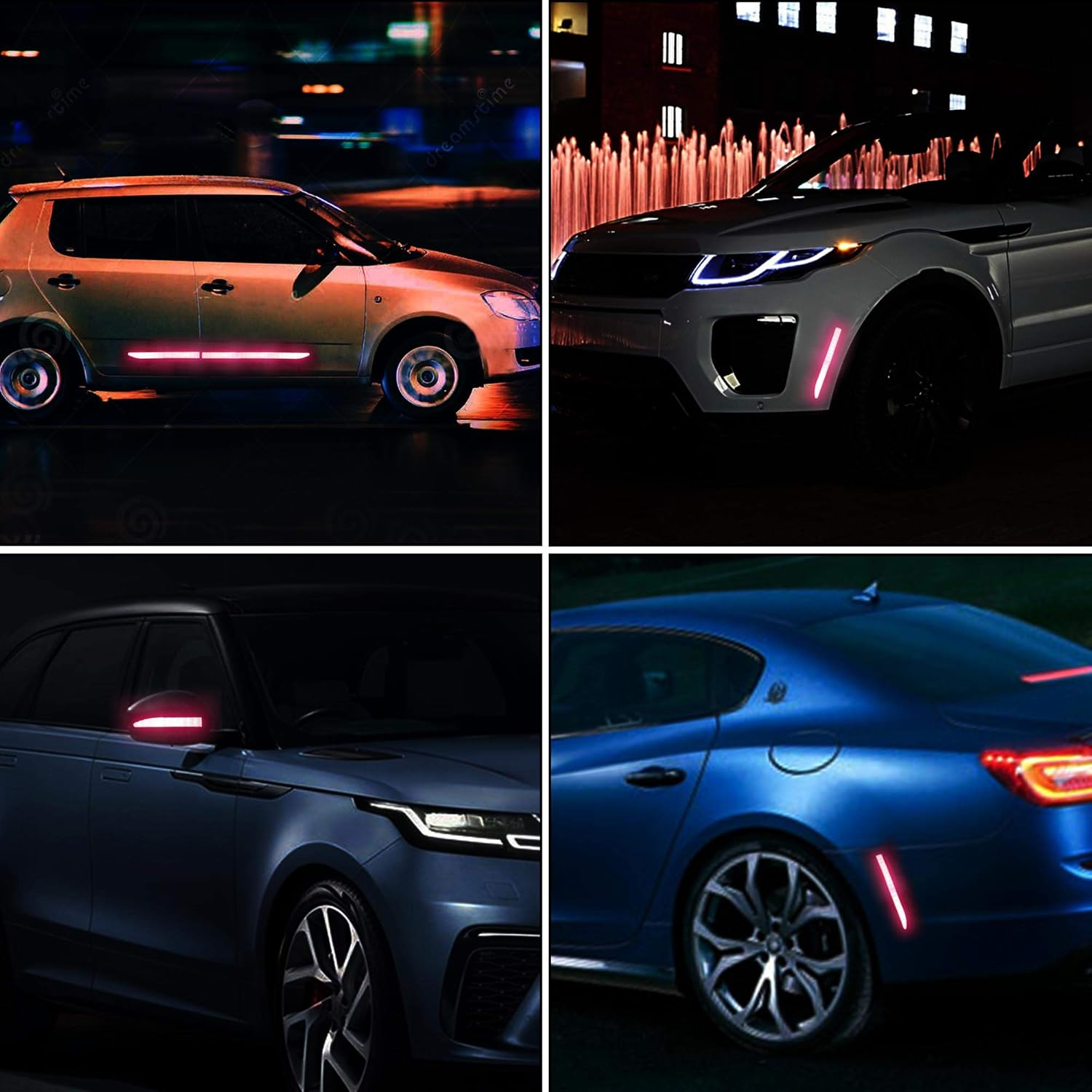 TOMALL 35.2'' Strong Reflective Stripe Stickers High-Intensity Night Visibility Reflective Decal Universal Safety Warning Diamond Grade Waterproof Self Adhesive for Car Trunk (Red)