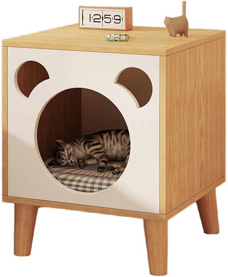 AIMALL Solid Wood Cat Nest Bedside Table &ndash; Multifunctional Small Bedside Cabinet with Cat House, Storage, and Cat Bed, Ideal for Cats and Home Use image number 6