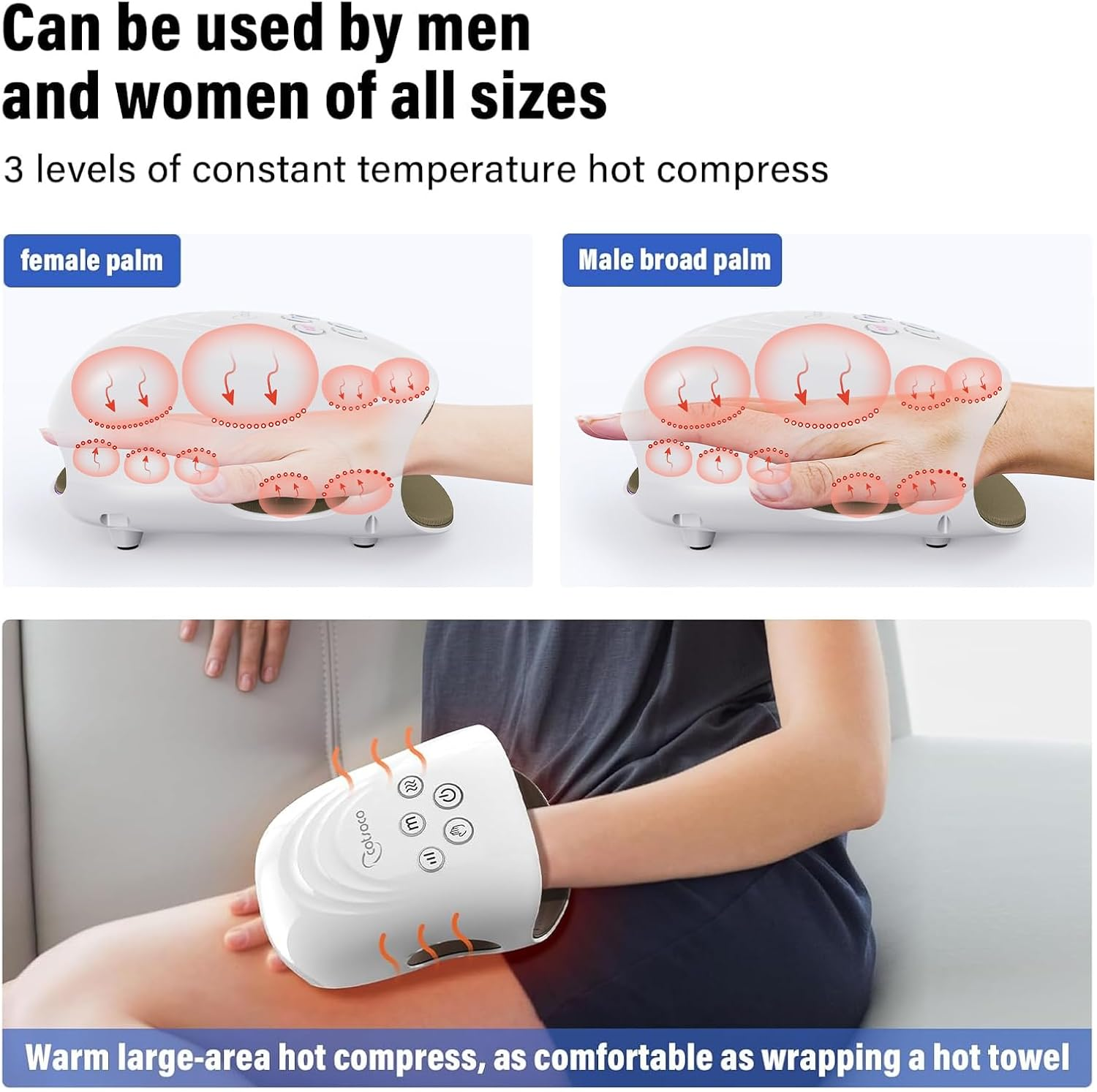 Cordless Hand Massager with Heat and Compression for Arthritis and Carpal Tunnel, Birthday Gifts for Women Mom Men,White image number 4