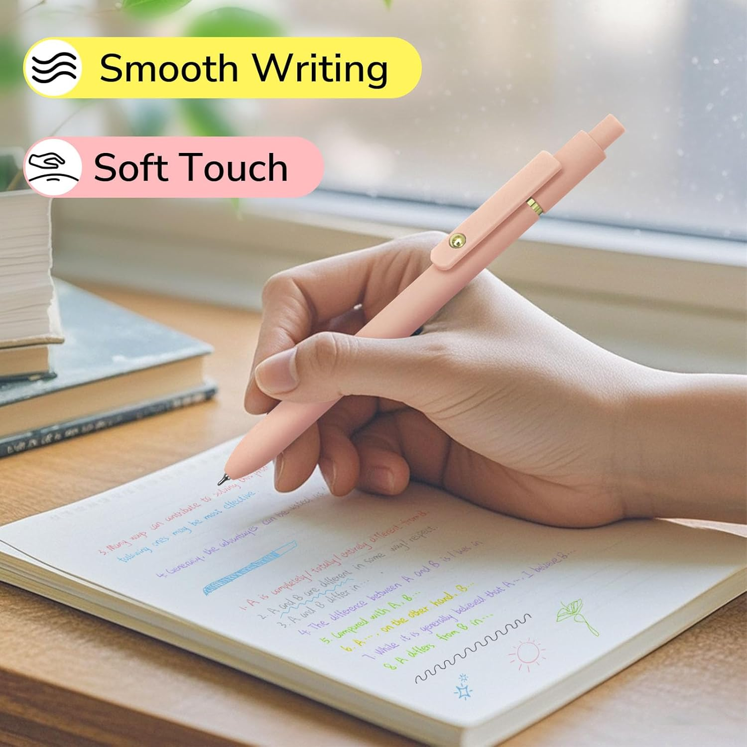 UIXJODO Color Pencils, 6 Pack Colorful Pens Fine Point Smooth Writing 0.5Mm Colored Ink Gel Pen for Diary Notes Planner School Supplies Gifts for Nurses Teachers (6 Pack - 6Pcs Gold Vintage image number 7