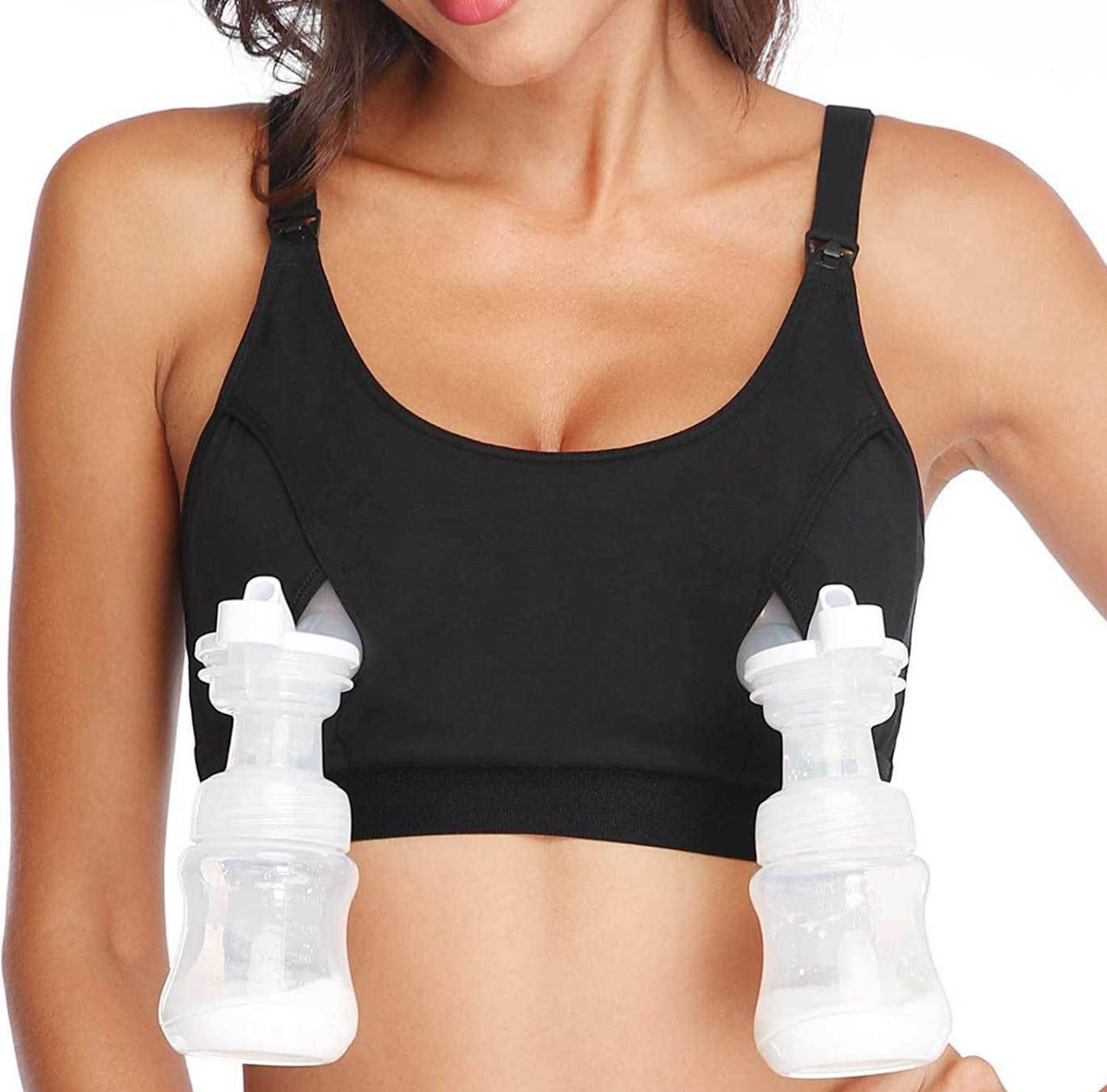 Hands Free Pumping Bra, Nursing Bras for Breastfeeding, Adjustable Breast-Pumps Holding and Nursing Pregnancy Bra in One for Women image number 2