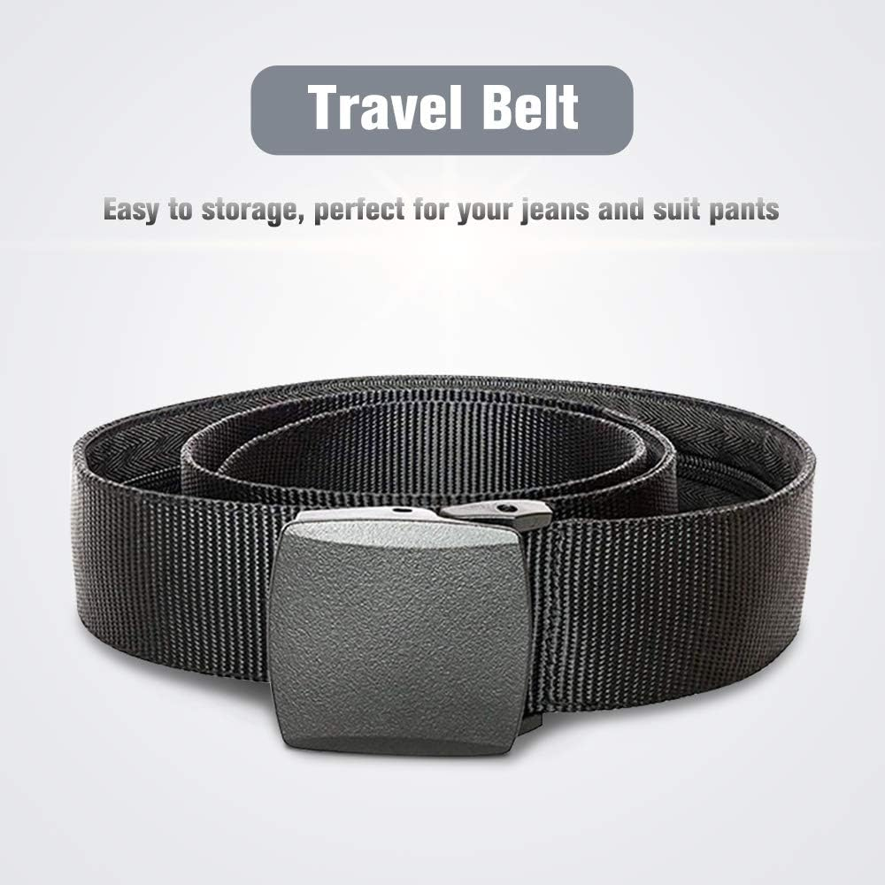 Travel Money Belt Nylon Security Unisex Hidden Money Pocket Belt Breathable Tactical Money Pouch with Plastic Buckle, Black, Travel Wallet image number 6