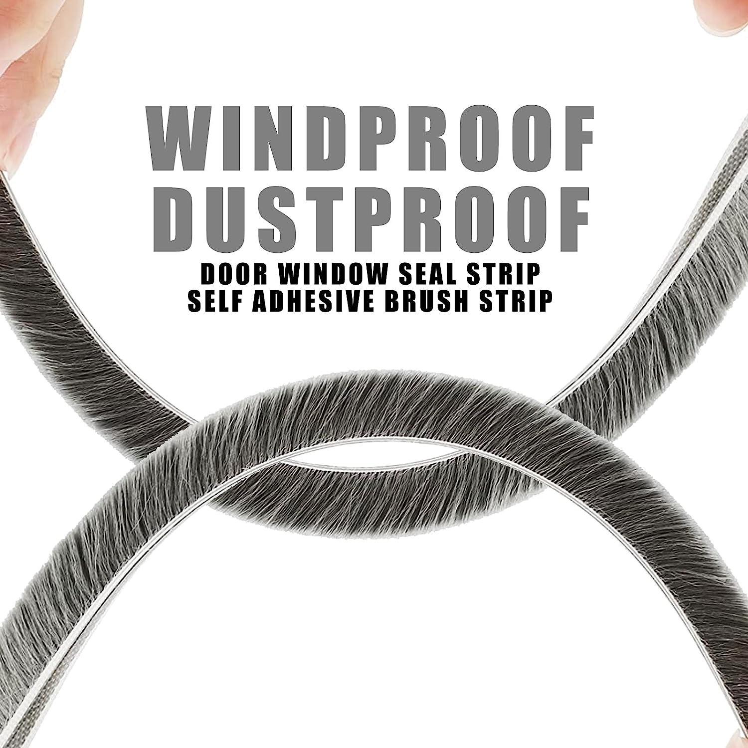 Weather Stripping for Windows, Gray Adhesive Brush Door Sweep Bottom Pile Weatherstrip Felt Door Seal Strip Wardrobe Seal,Pile Height 9Mm X 33 Ft (For Gaps 4.5-7.5 Mm) - Gray image number 5