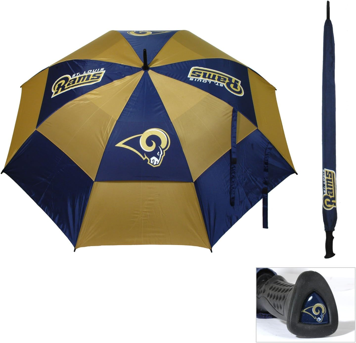 Team Golf NFL 62" Golf Umbrella with Protective Sheath, Double Canopy Wind Protection Design, Auto Open Button