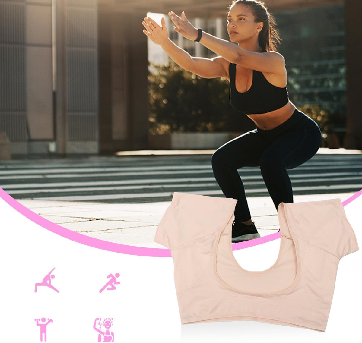 Baluue Breathable Underarm Sweat Vest for Women Quick Absorb Short Sleeve Sweat-Proof Pads Moisture Guard Vest for Summer Outdoor Activities and Daily Wear