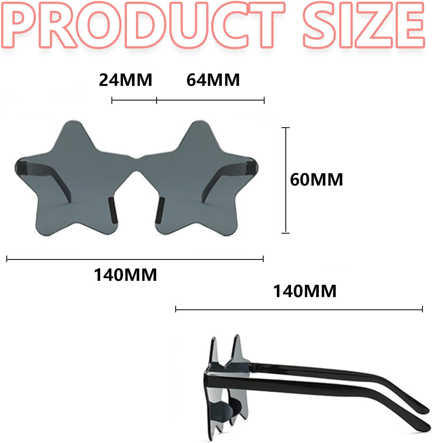 MEIYUETAOSI 15 Pcs Star Sunglasses, Rimless Star Shaped Glasses Clear Color Glasses image number 5